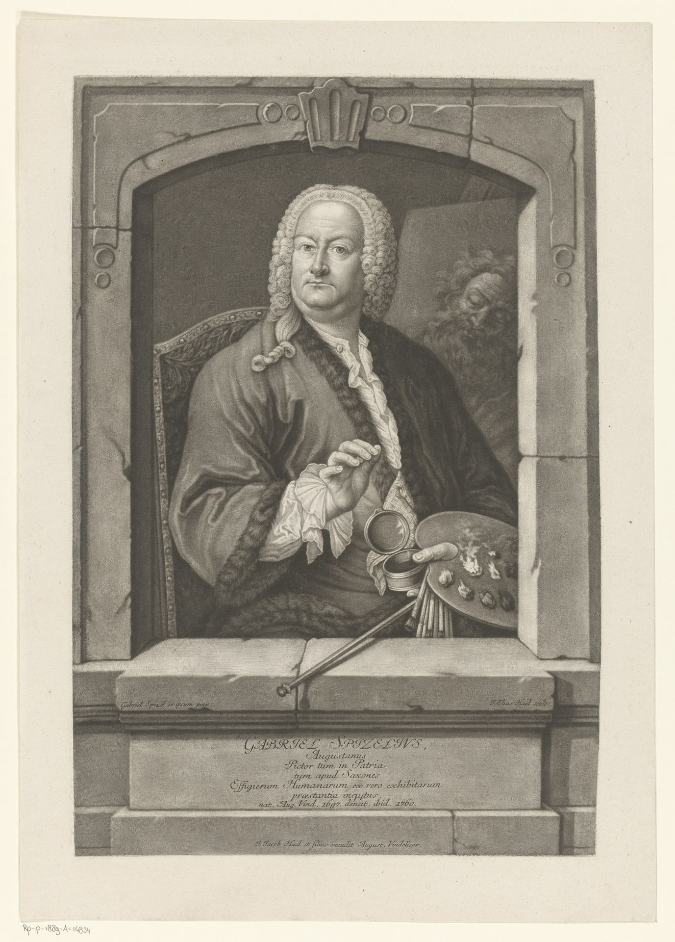 Portret van Gabriel Spitzel by Johann Elias Haid