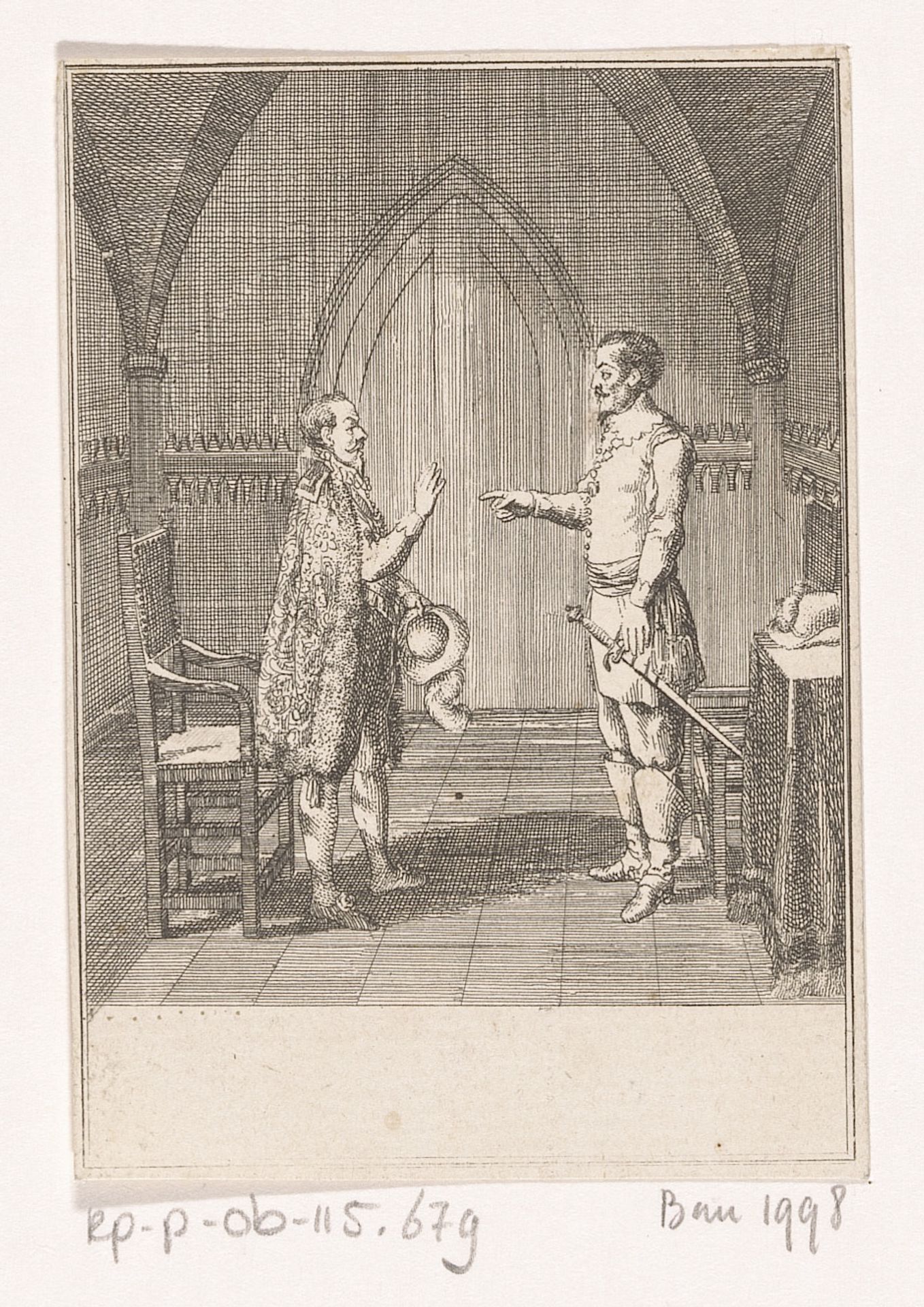 Wallenstein in gesprek met Eggenberg by Daniel Nikolaus Chodowiecki