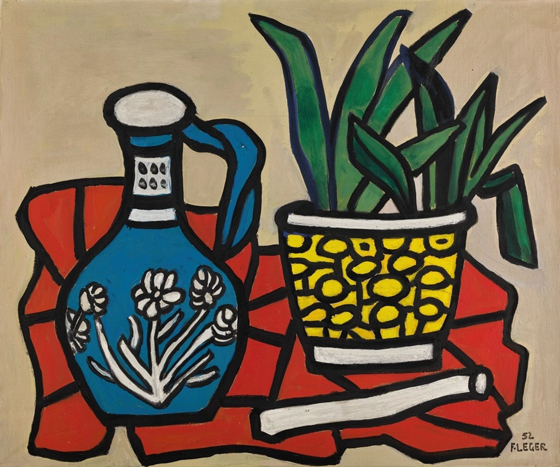 Un Vase bleu, un tapis rouge by Fernand Léger