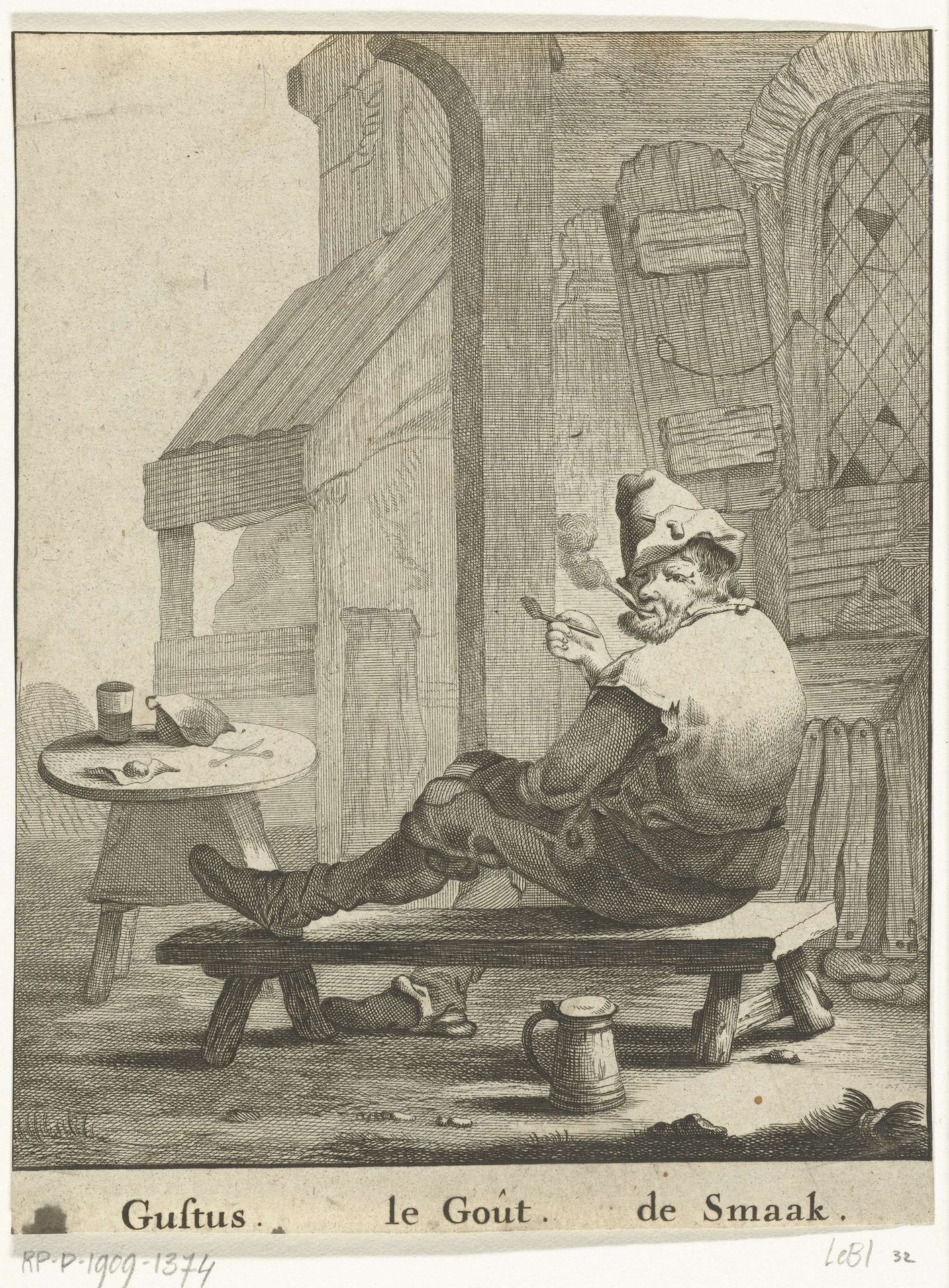 De Smaak: pijprokende man by Abraham de Blois