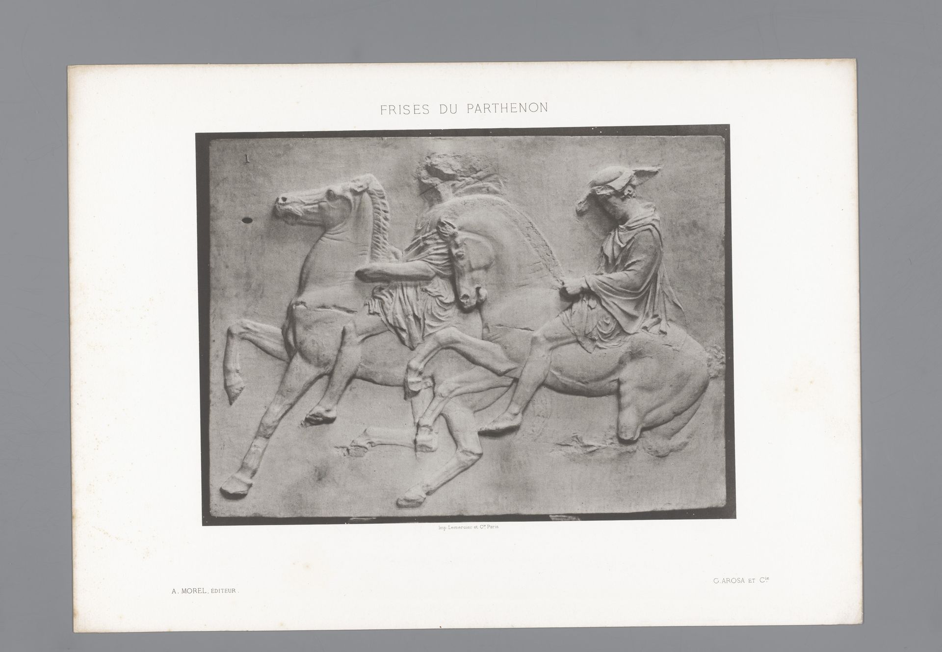 Deel van het fries van het Parthenon in Athene, afgebeeld twee ruiters by G. Arosa et Cie