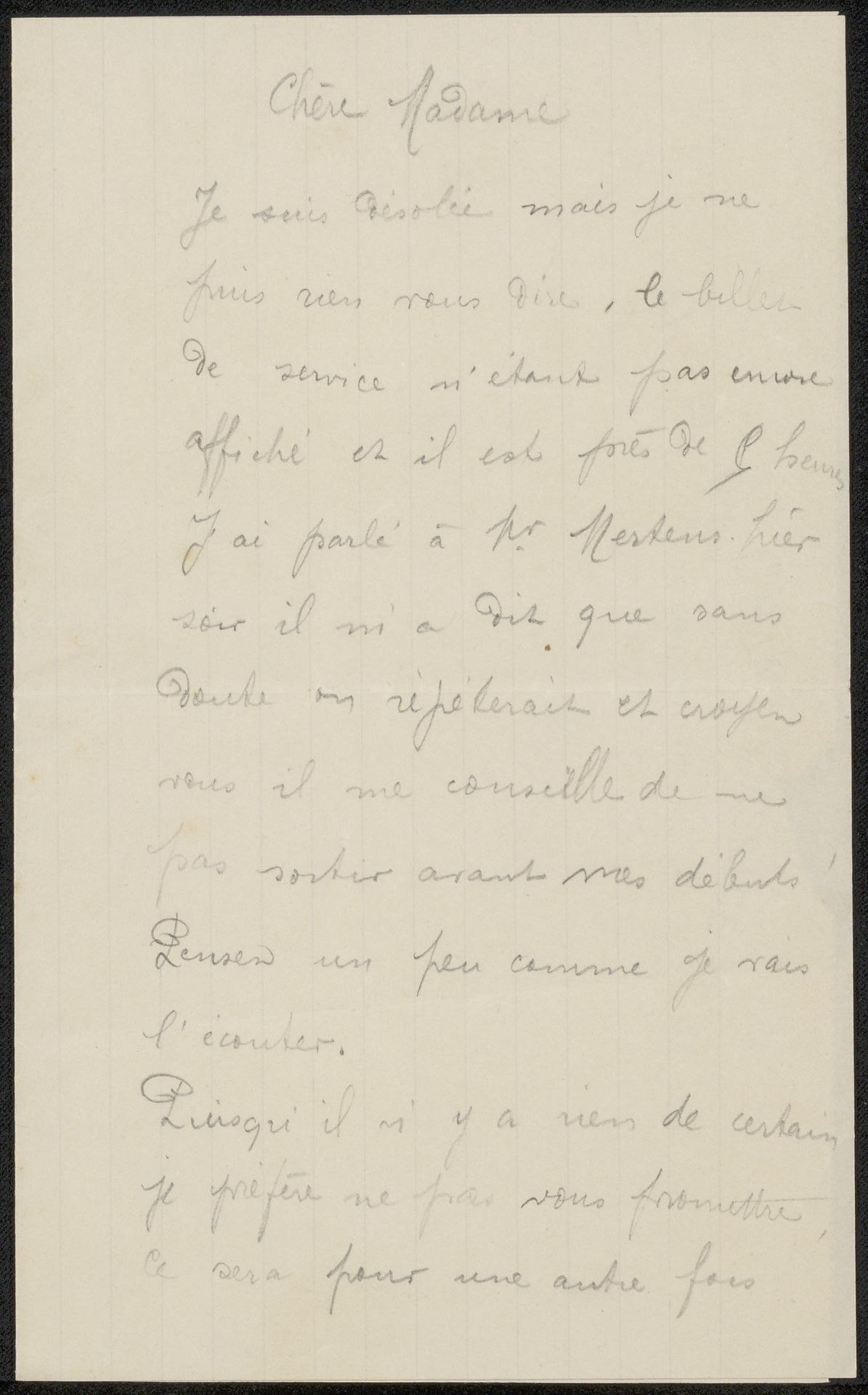 Brief aan Helène Lambertine Hauzeur by Marguerite Picard