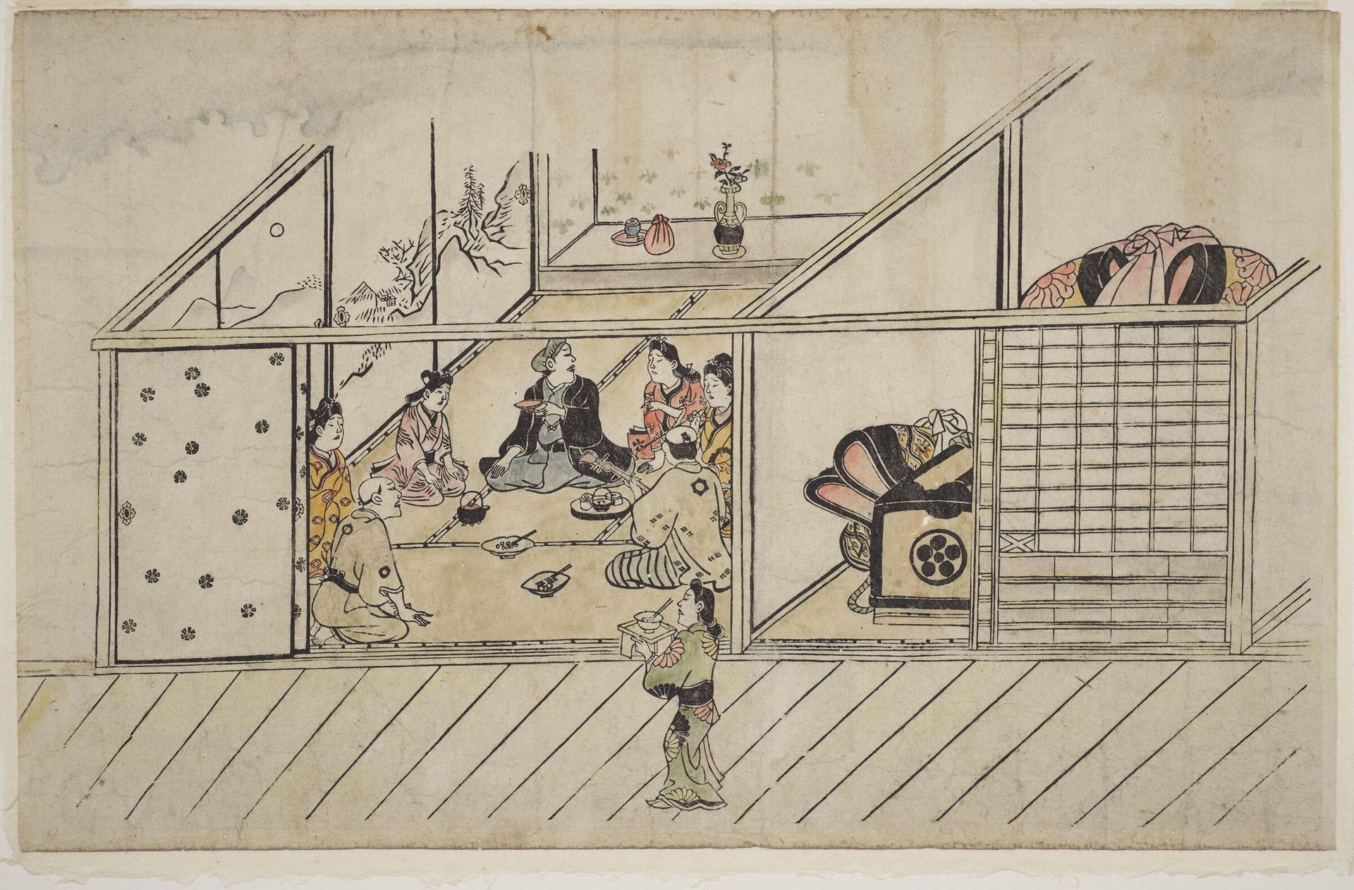 Interior of a Yoshiwara Tea House by Hishikawa Moronobu 菱川師宣
