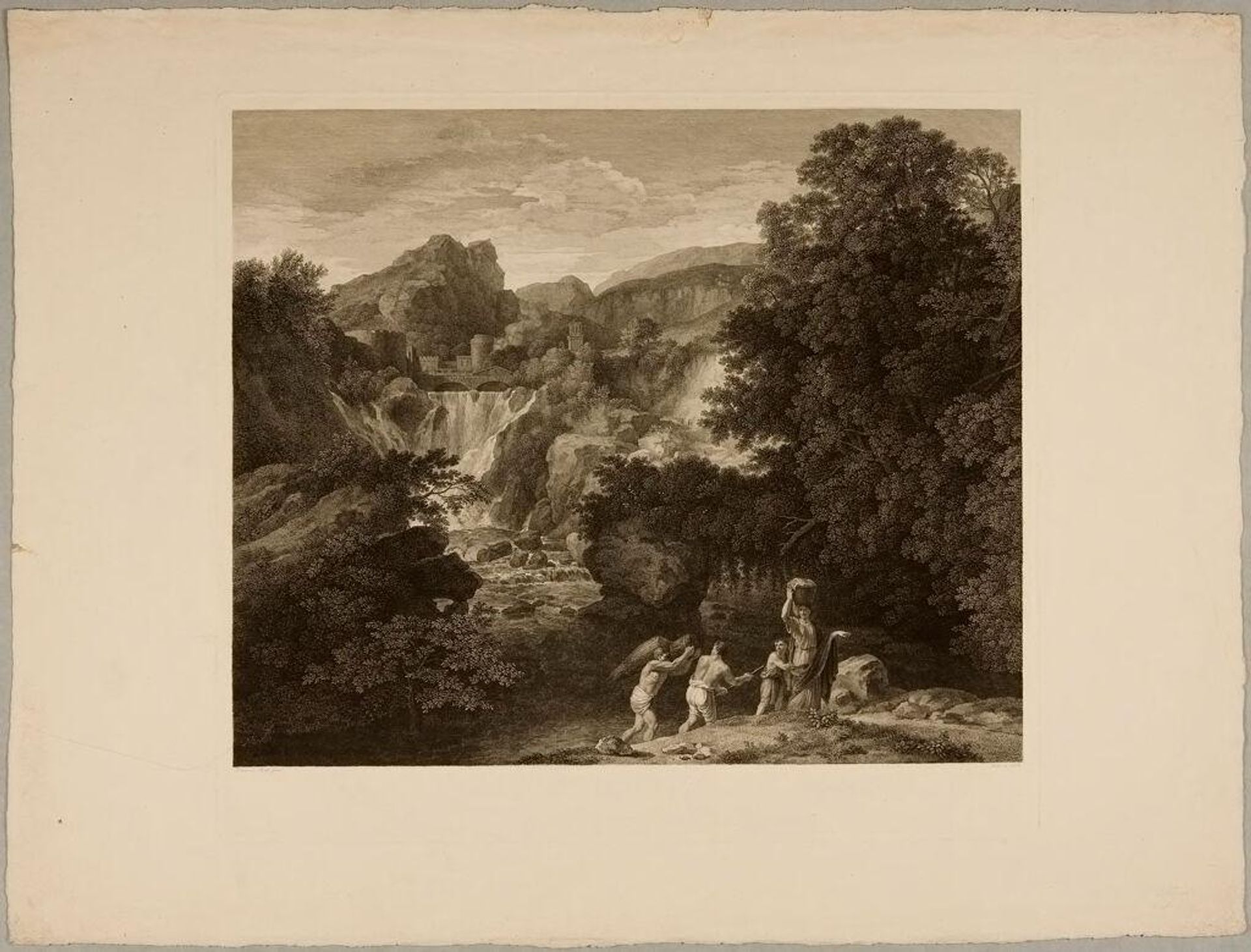 Landscape with Waterfall by Carl Heinrich Rahl