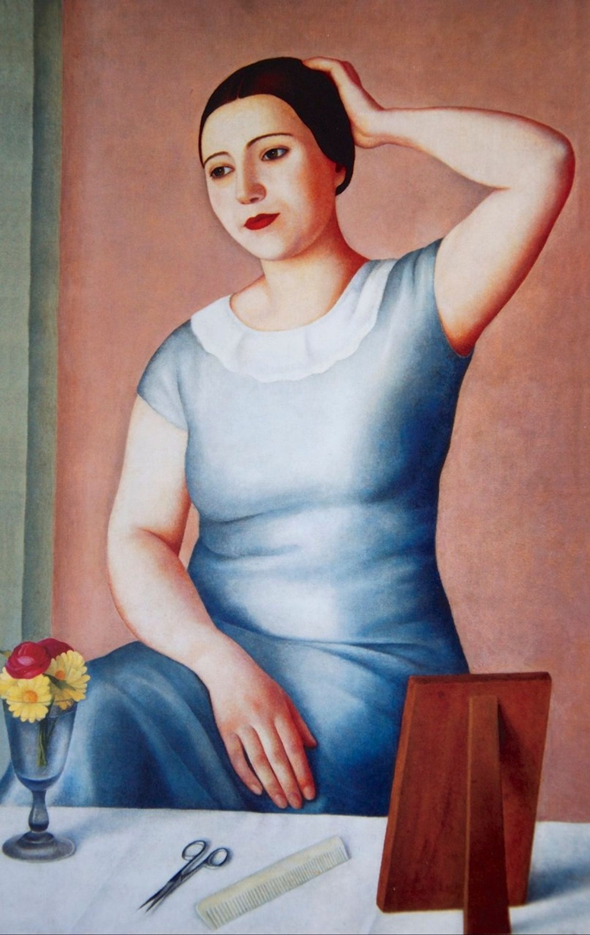 Woman making herself up by Antonio Donghi