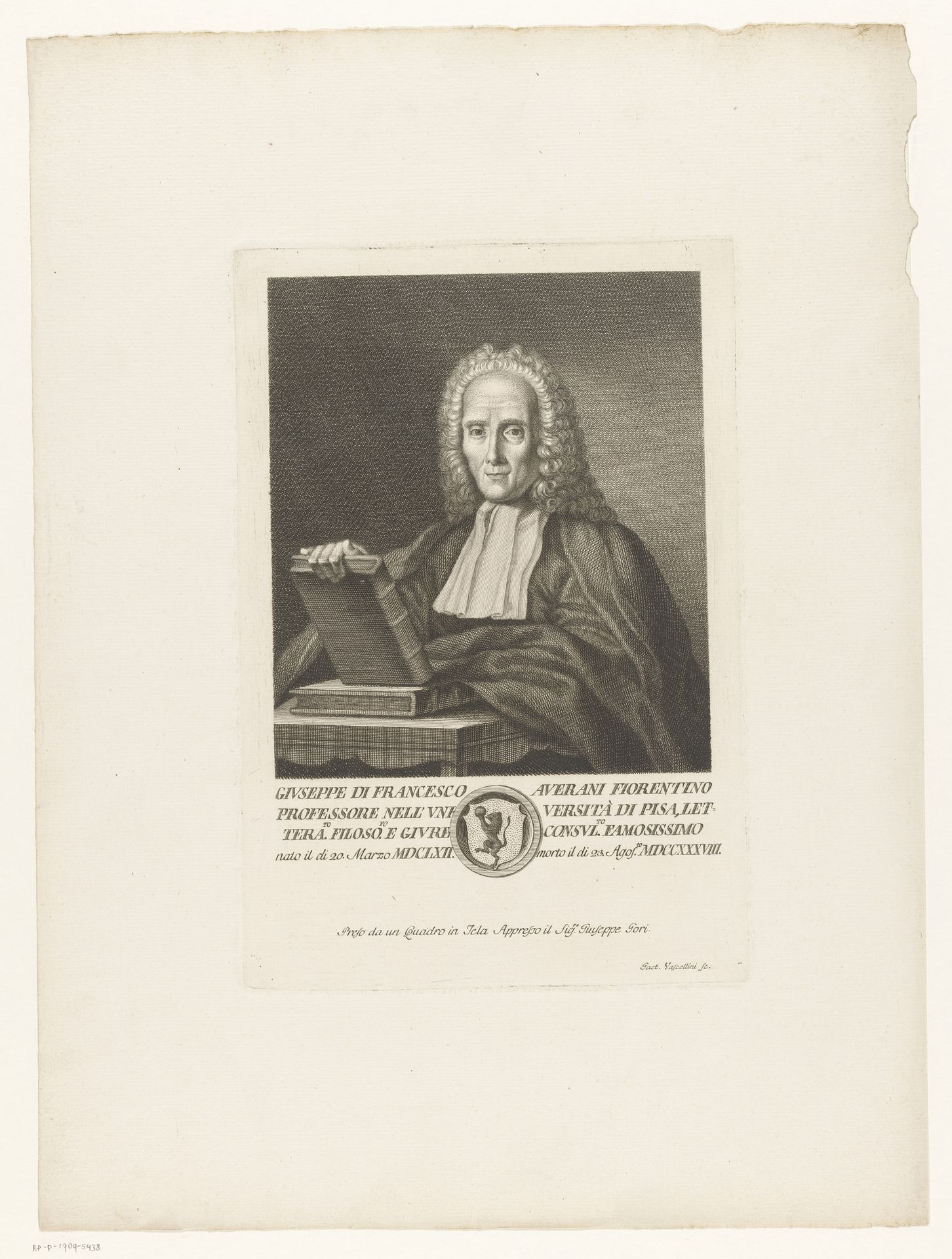 Portret van jurist Giuseppe Averani by Gaetano Vascellini