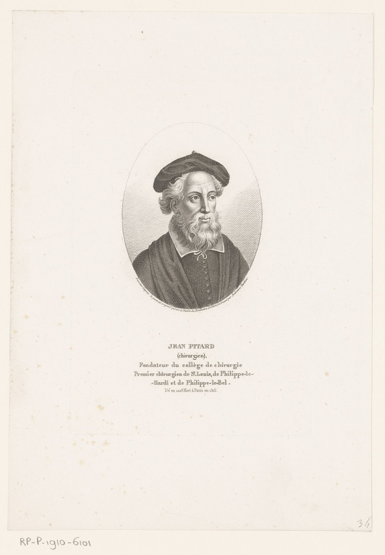 Portret van Jean Pitard by Ambroise Tardieu