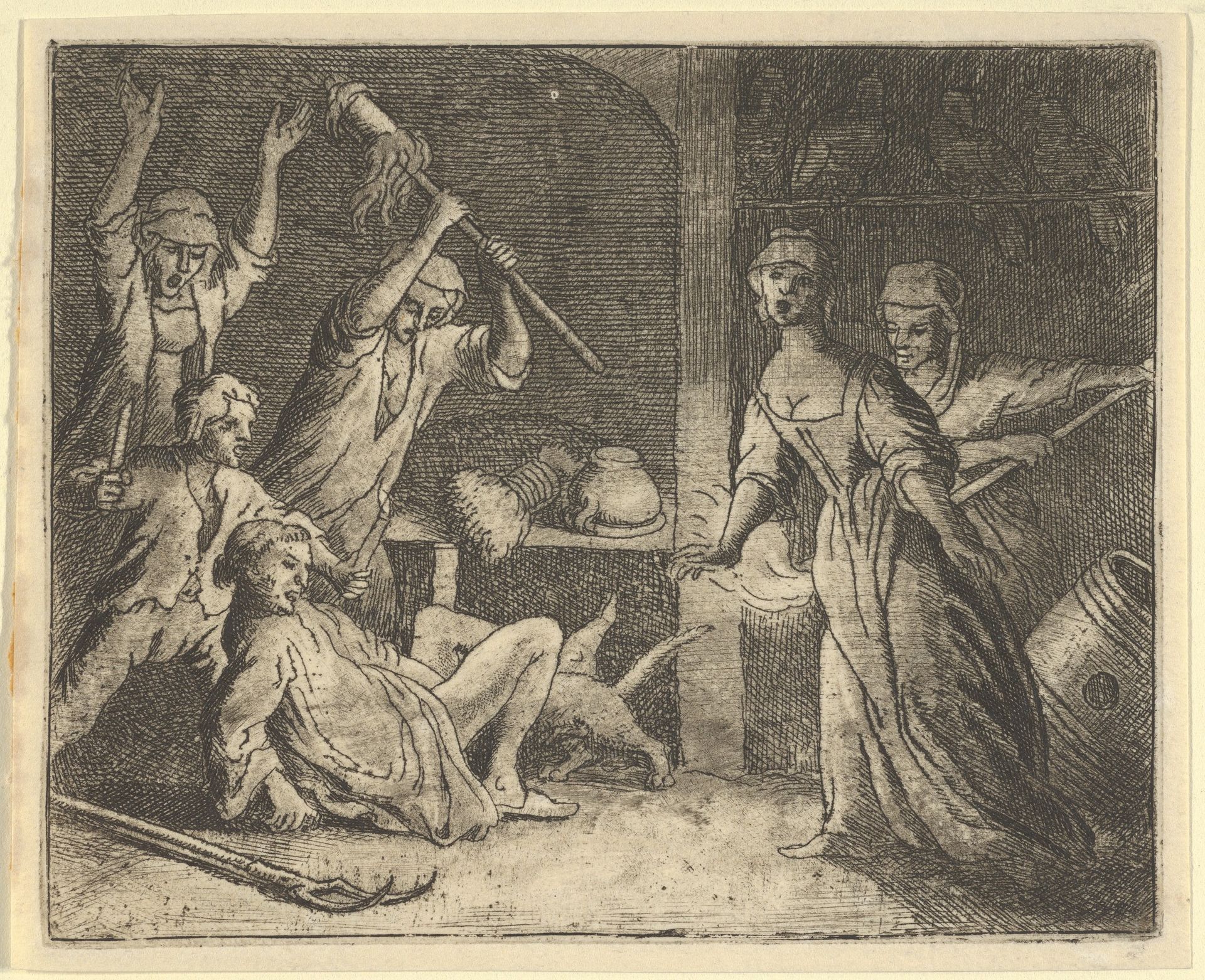 The Cat, Caught in a Snare, is Mistreated by the People from the House from Hendrick van Alcmar's Renard The Fox by Allart van Everdingen