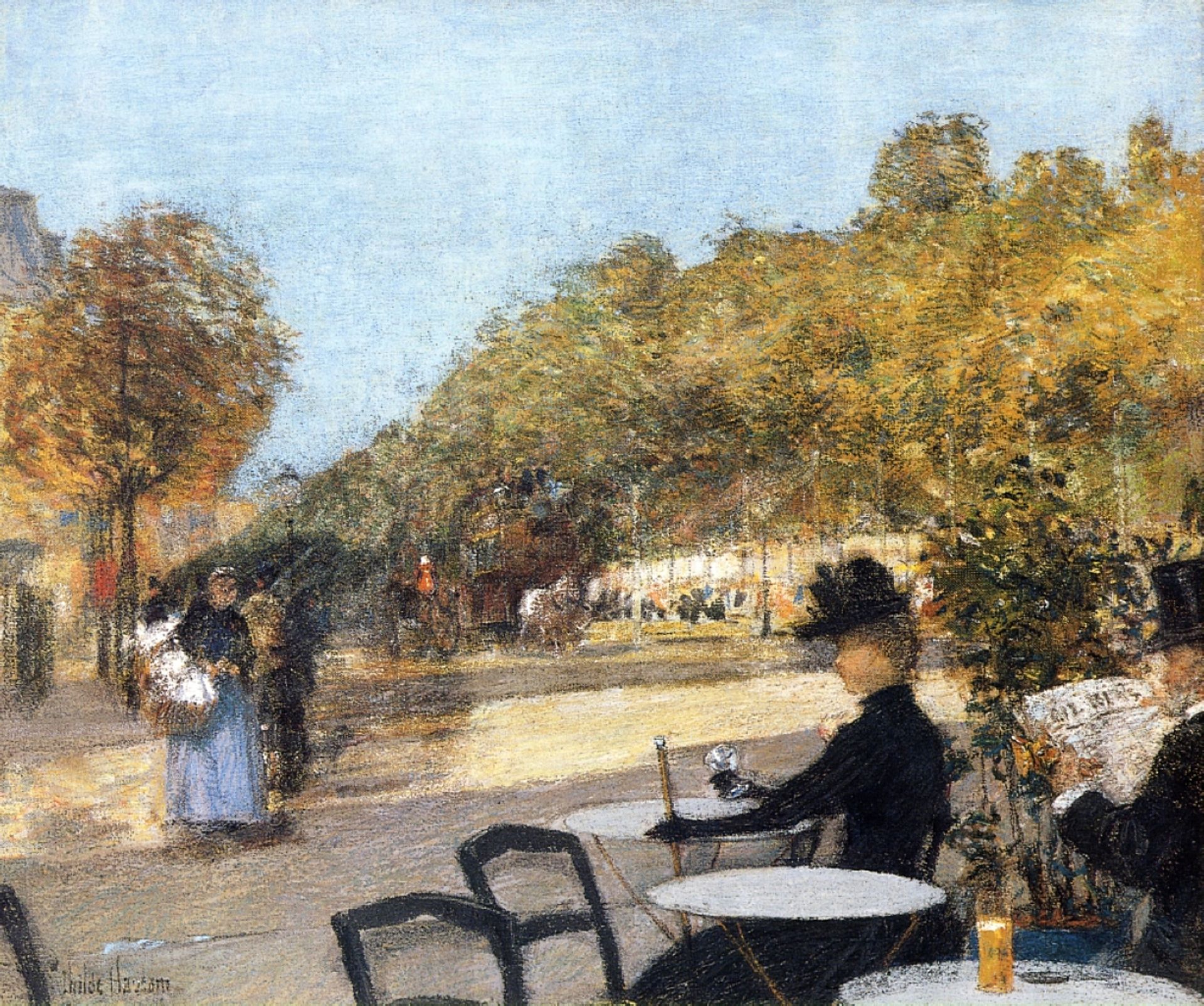 At the Café by Childe Hassam