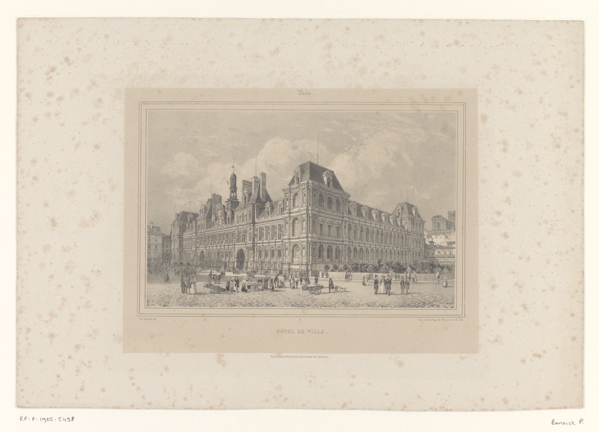 Zicht op het stadhuis van Parijs by Philippe Benoist