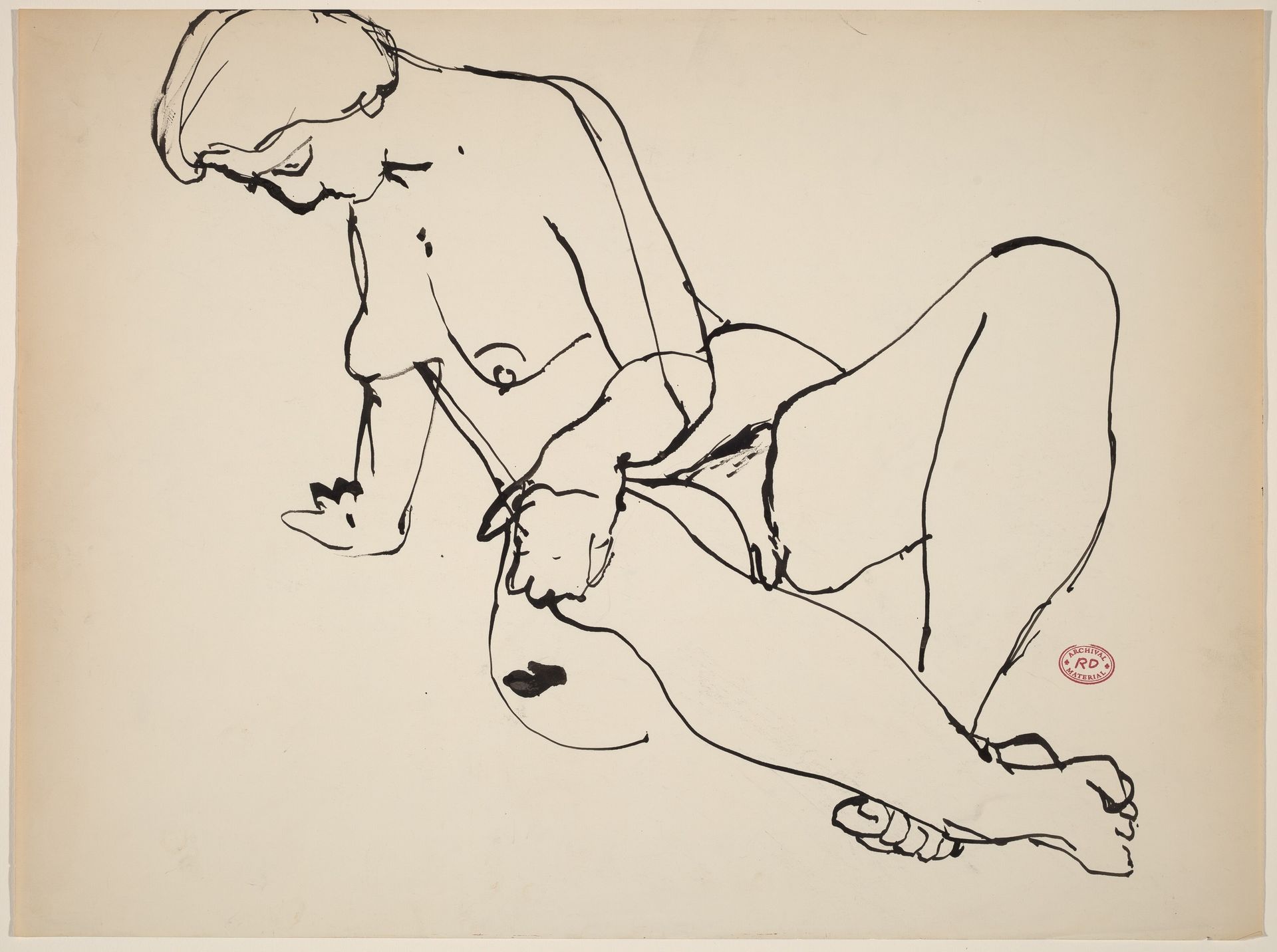 Untitled [seated nude leaning back on her right hand] by Richard Diebenkorn