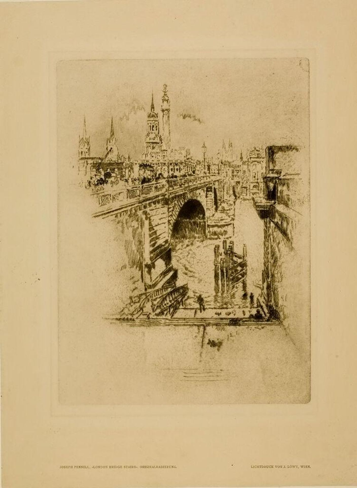 London Bridge Stairs by Joseph Pennell