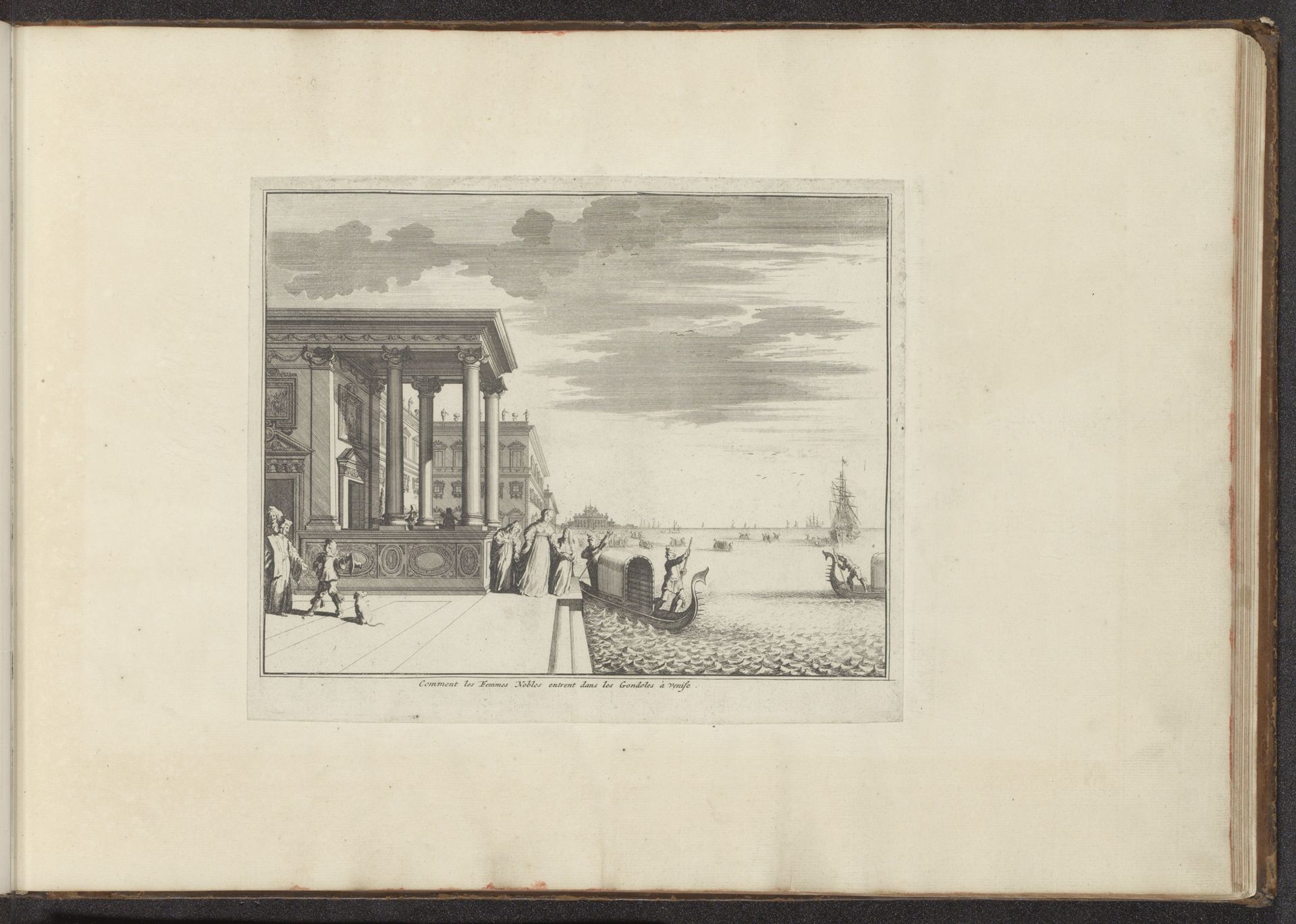 Dames van adel wachten op een gondel in Venetië by Anonymous
