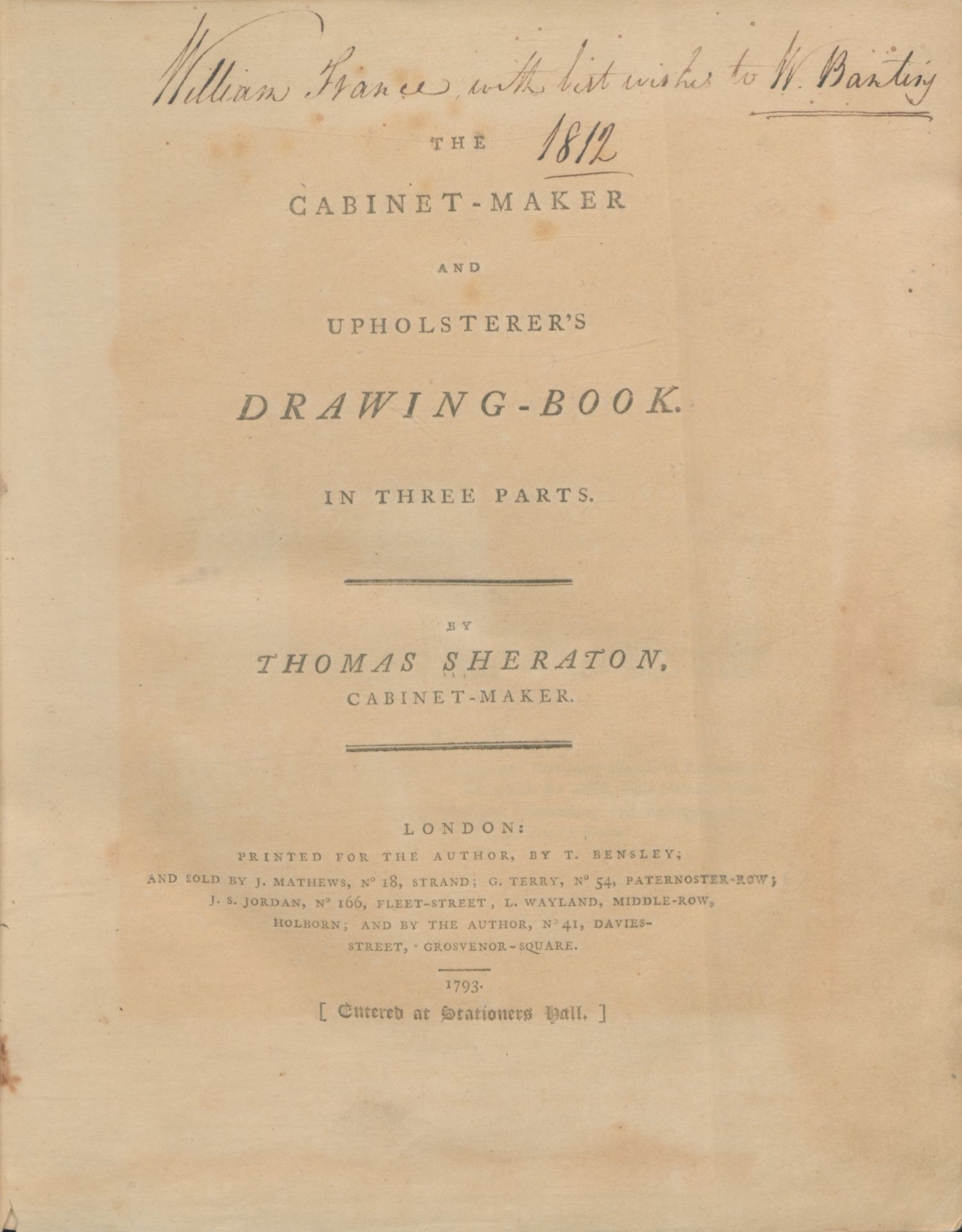 The cabinet-maker and upholsterer's drawing-book, in three parts by Thomas Sheraton