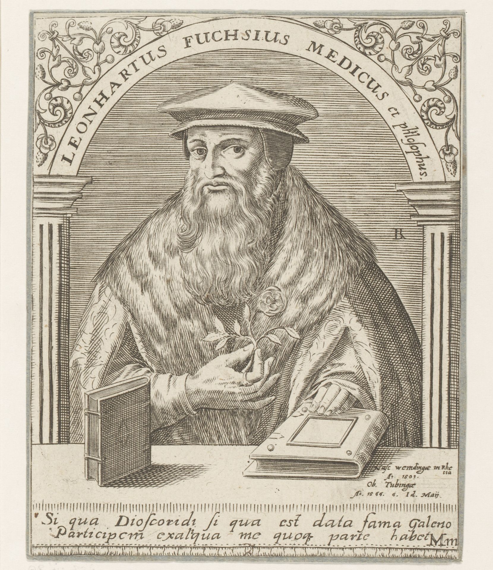 Portret van Leonhart Fuchs by Robert Boissard