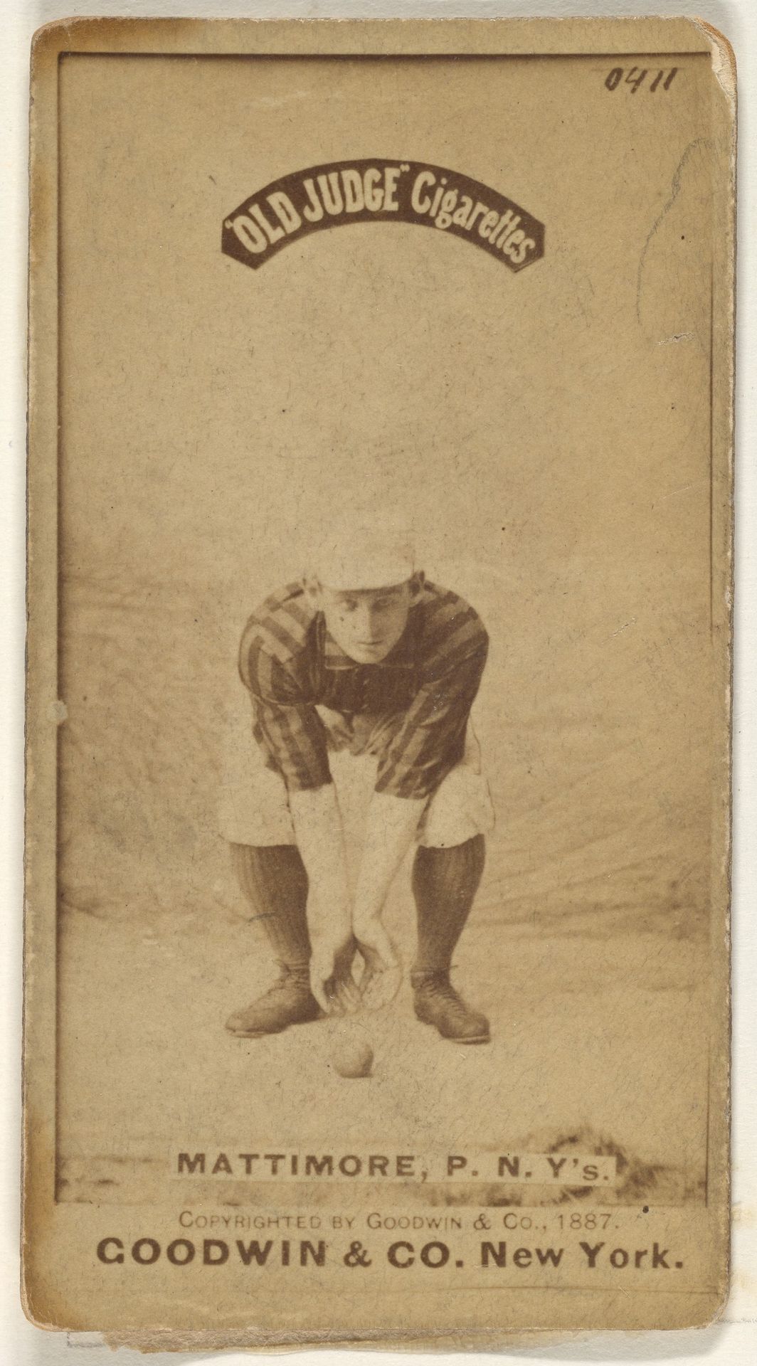Michael "Mike" Joseph Mattimore, Pitcher, New York, from the Old Judge series (N172) for Old Judge Cigarettes by Goodwin & Company
