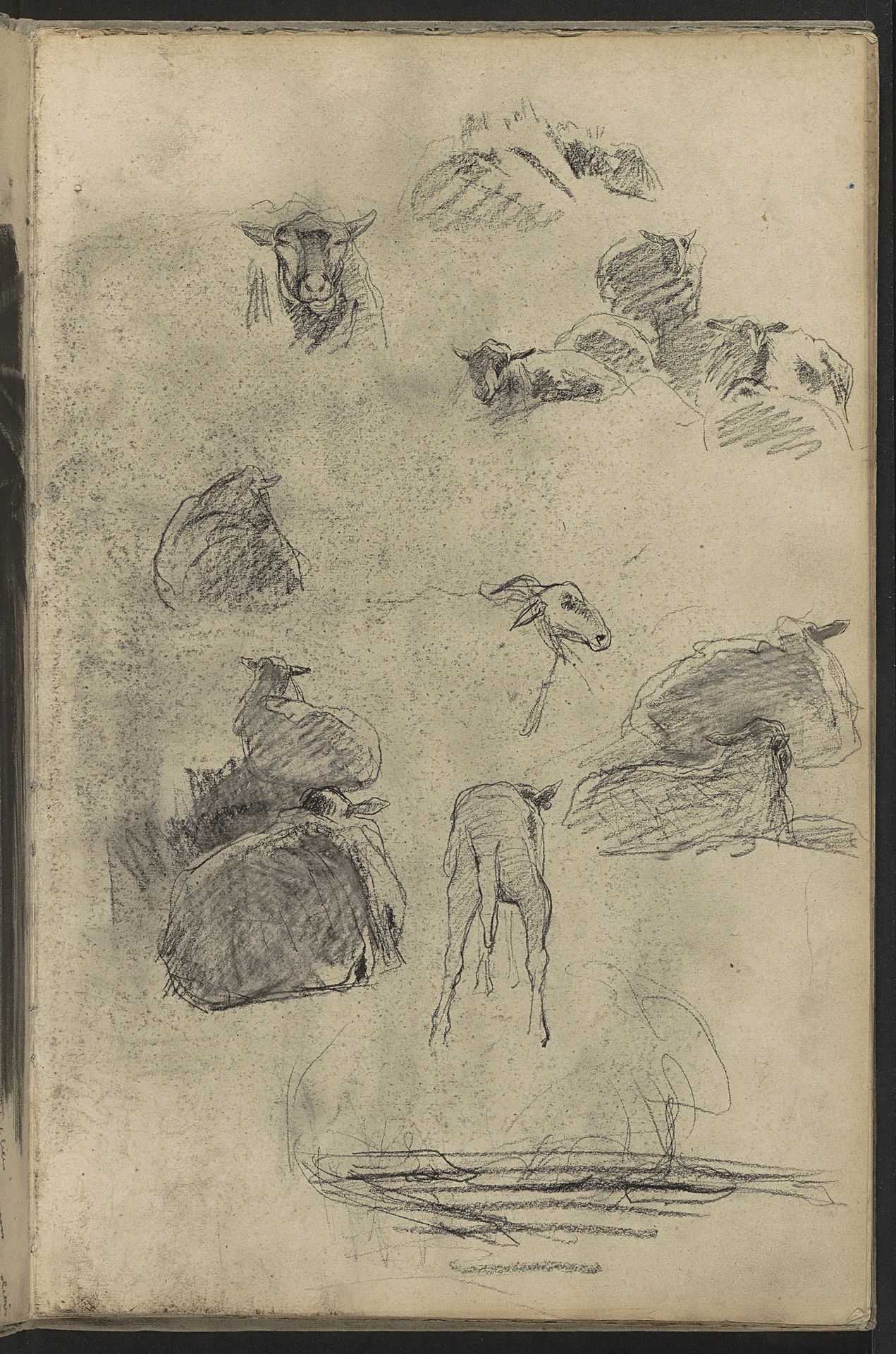 Studieblad met schapen en een landschap by Willem Witsen