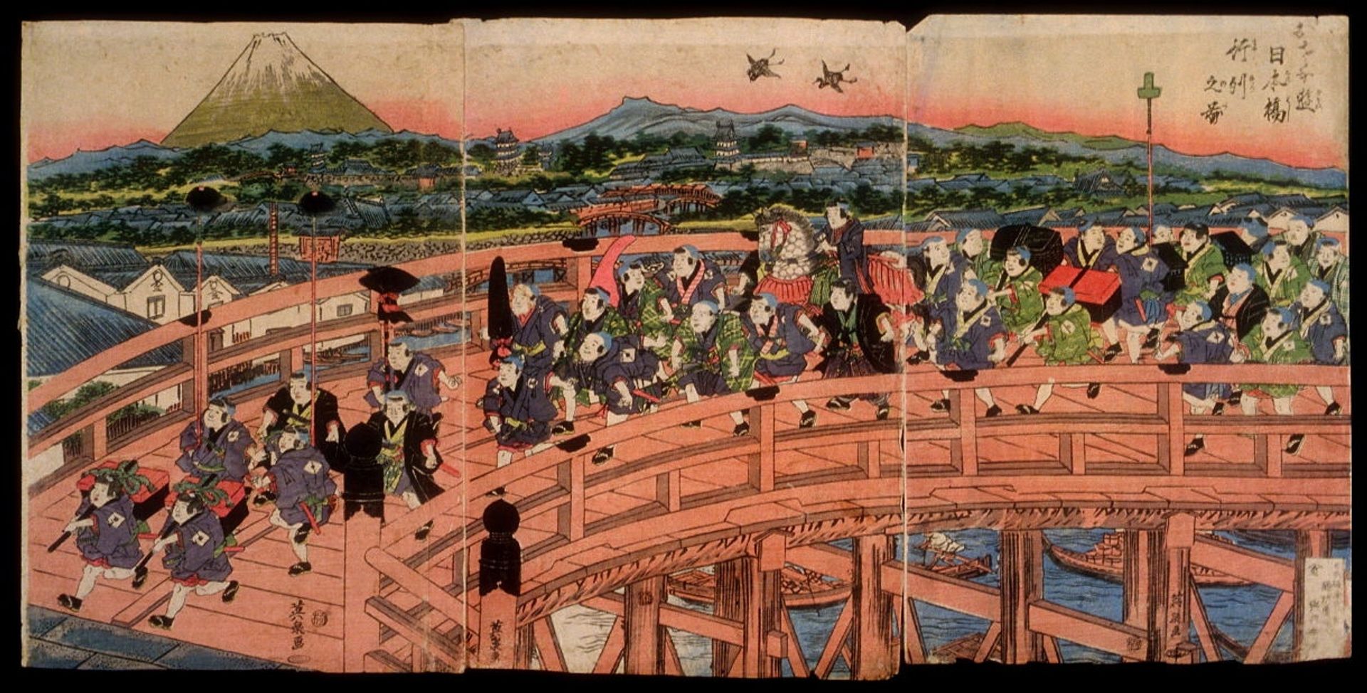 Children's Pastimes: A Procession on Nihon Bridge by Keisai Eisen