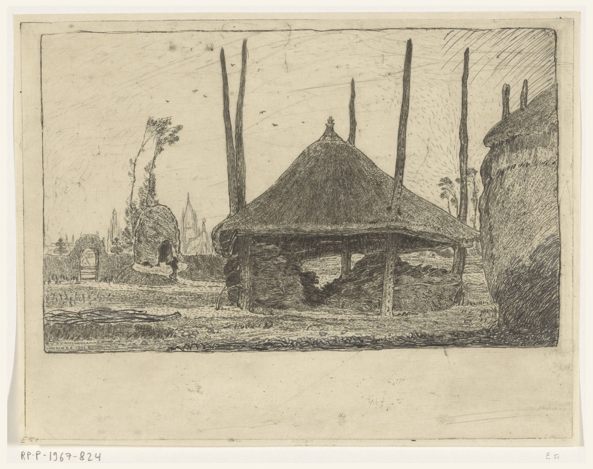 Twee hooischuren by Wijnand Otto Jan Nieuwenkamp