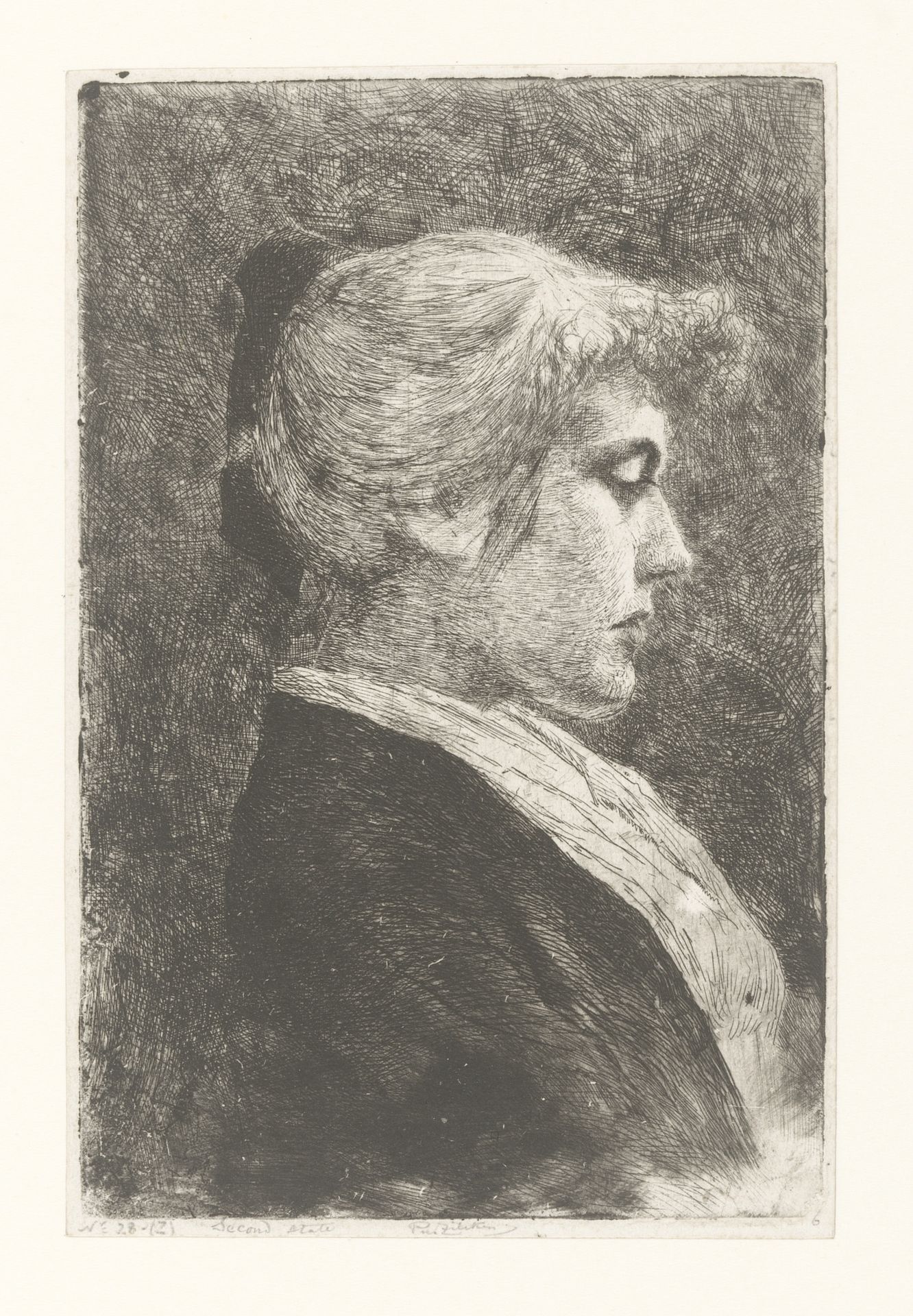 Portret van een vrouw, en profil by Philip Zilcken