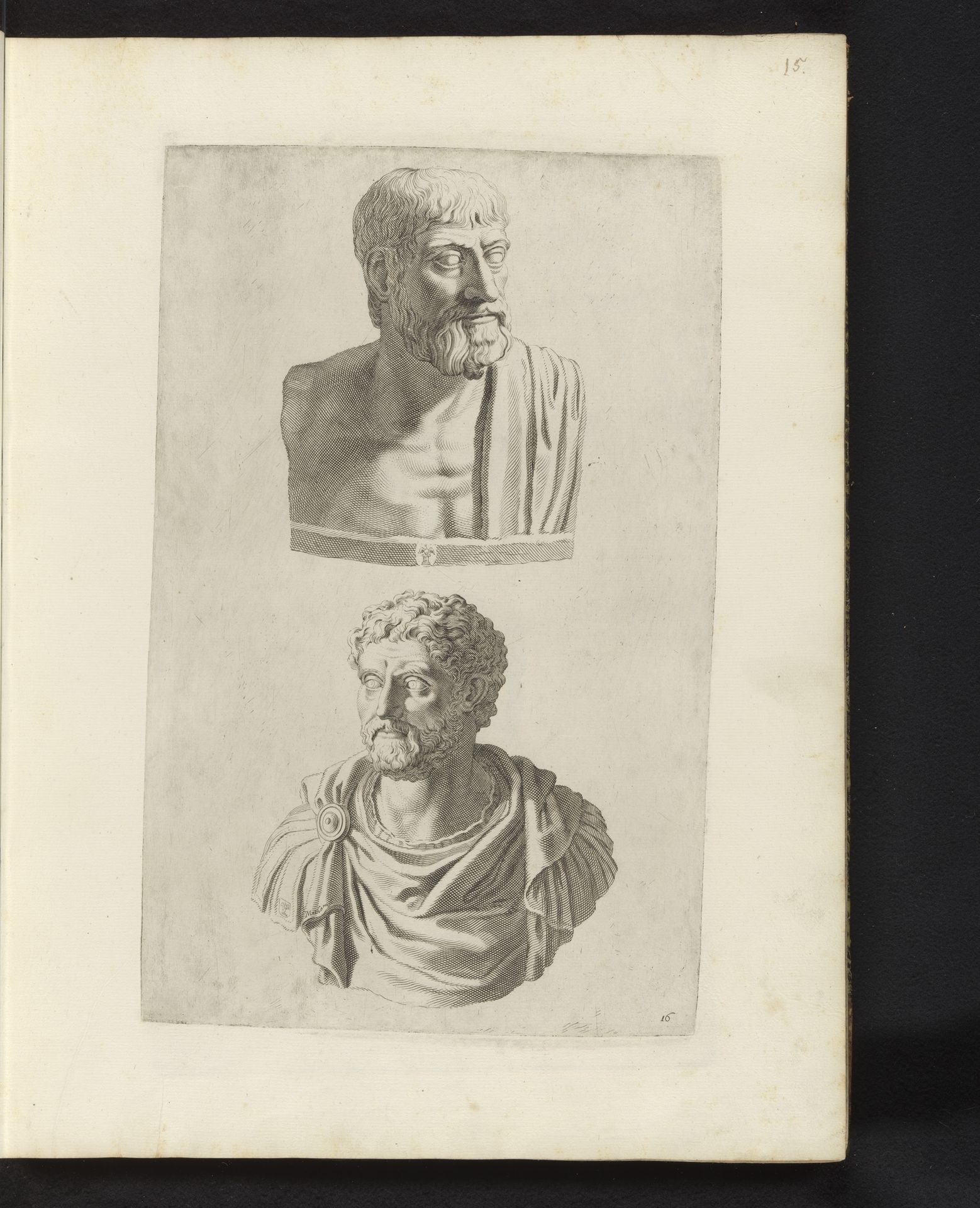 Bustes van Pindarus en Antoninus Pius by Theodor Matham