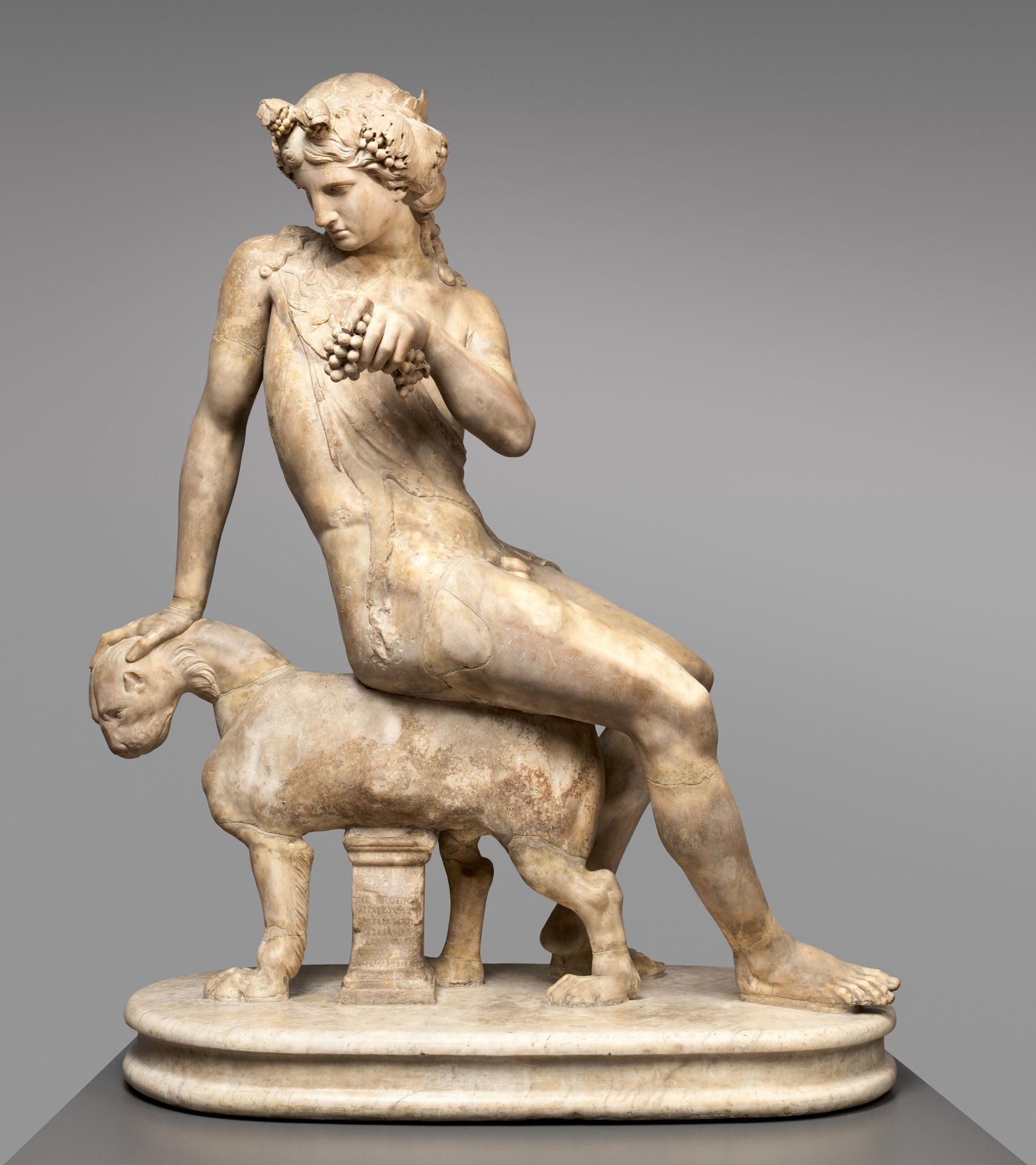 Marble statue of Dionysos seated on a panther by François Duquesnoy