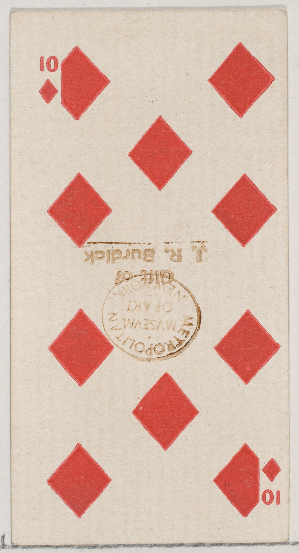 Ten Diamonds (red), from the Playing Cards series (N84) for Duke brand cigarettes by W. Duke, Sons & Co.