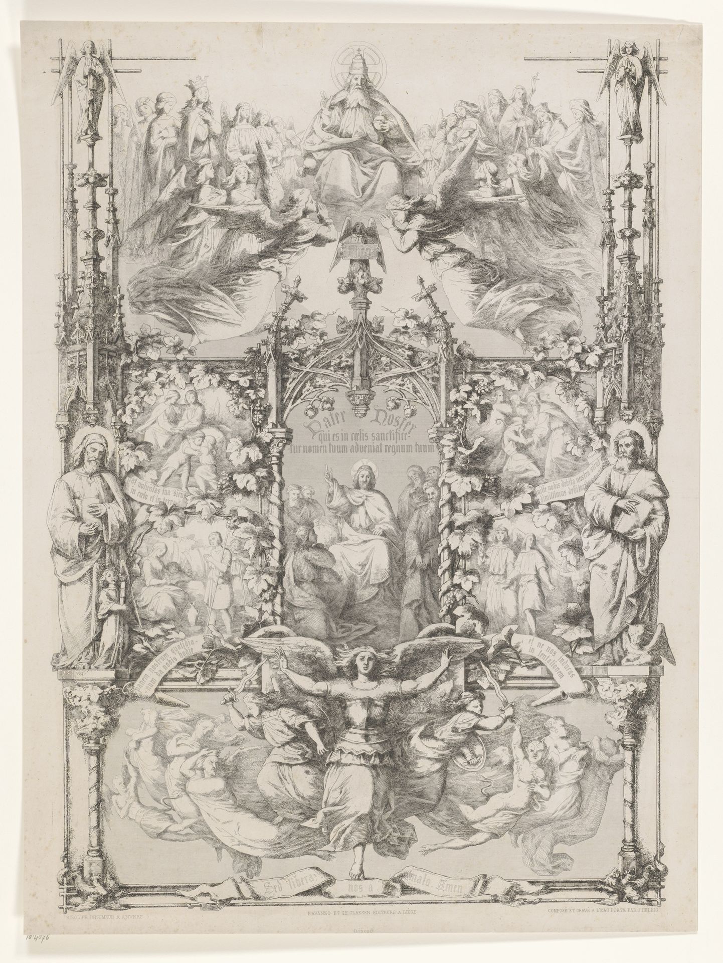 Allegorie met centraal Christus by Jules Chrétien Charles Joseph Henri Helbig