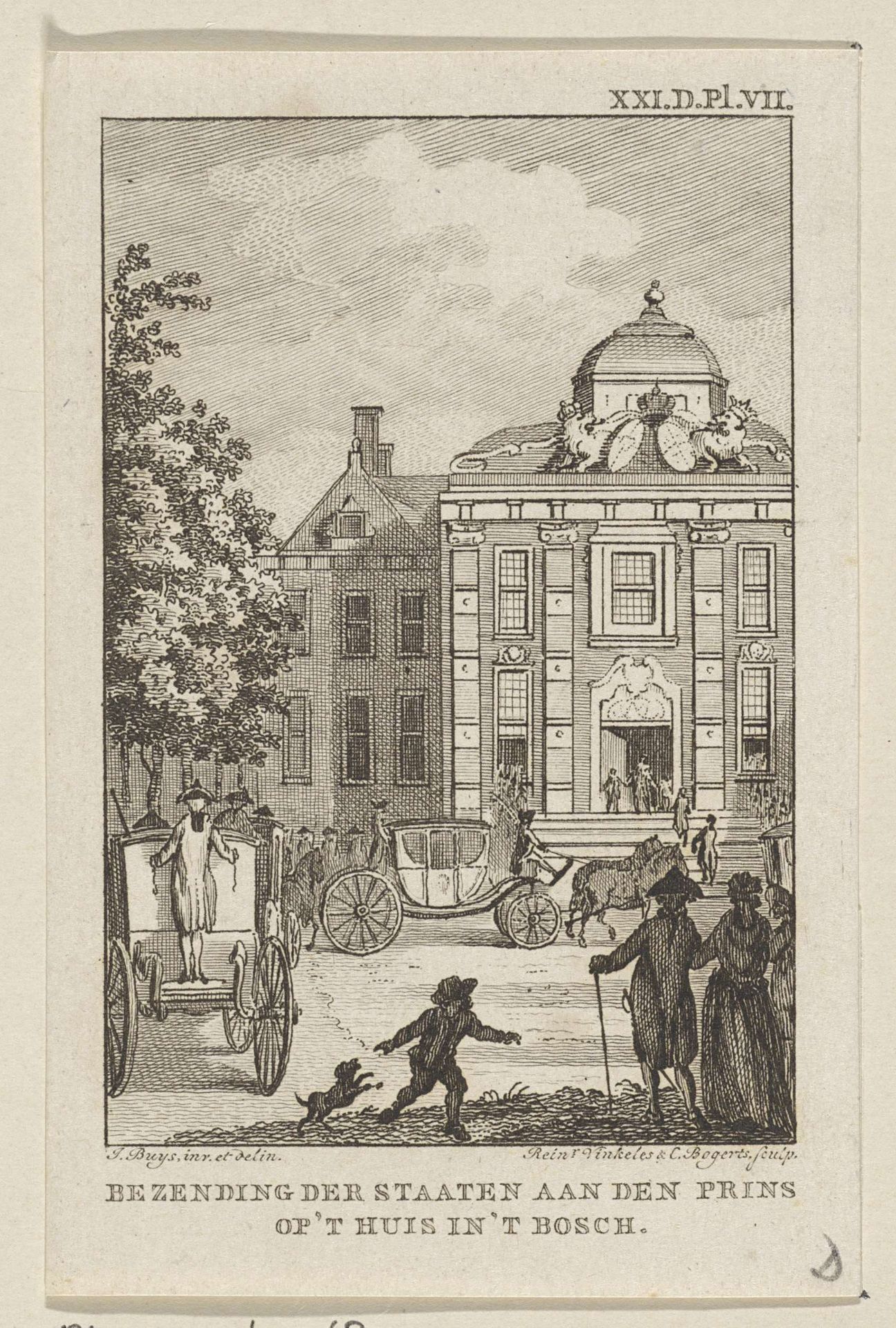 Aankomst van de afvaardiging van de Staten bij  Willem V, 1788 by Reinier Vinkeles