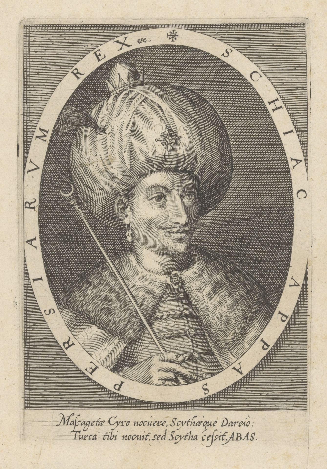 Portret van Abbas I, sjah van Perzië by Dominicus Custos