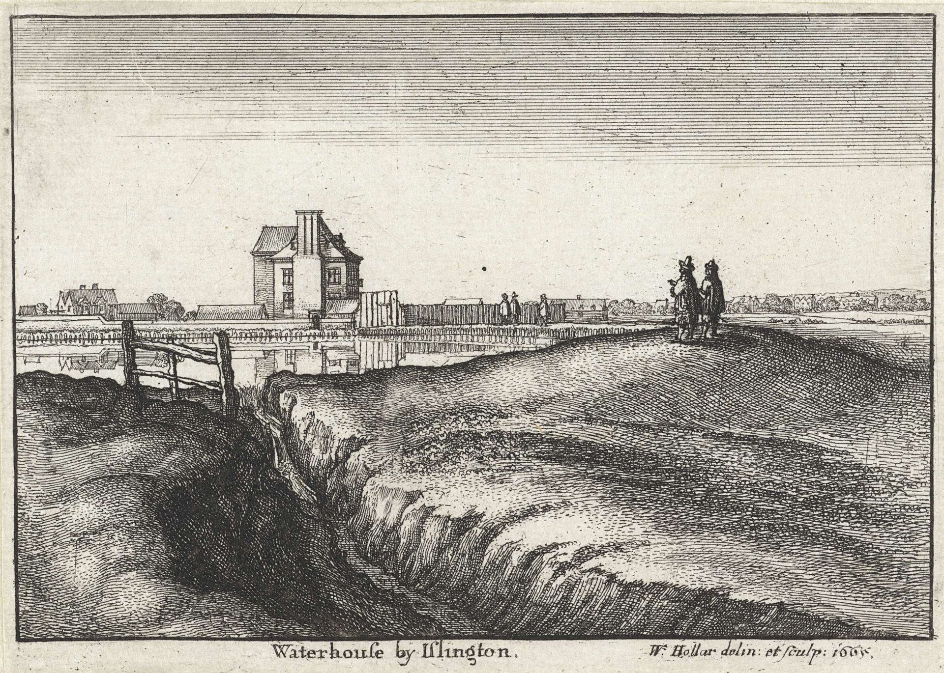 Gezicht op het Waterhouse van Islington (Londen) by Wenceslaus Hollar