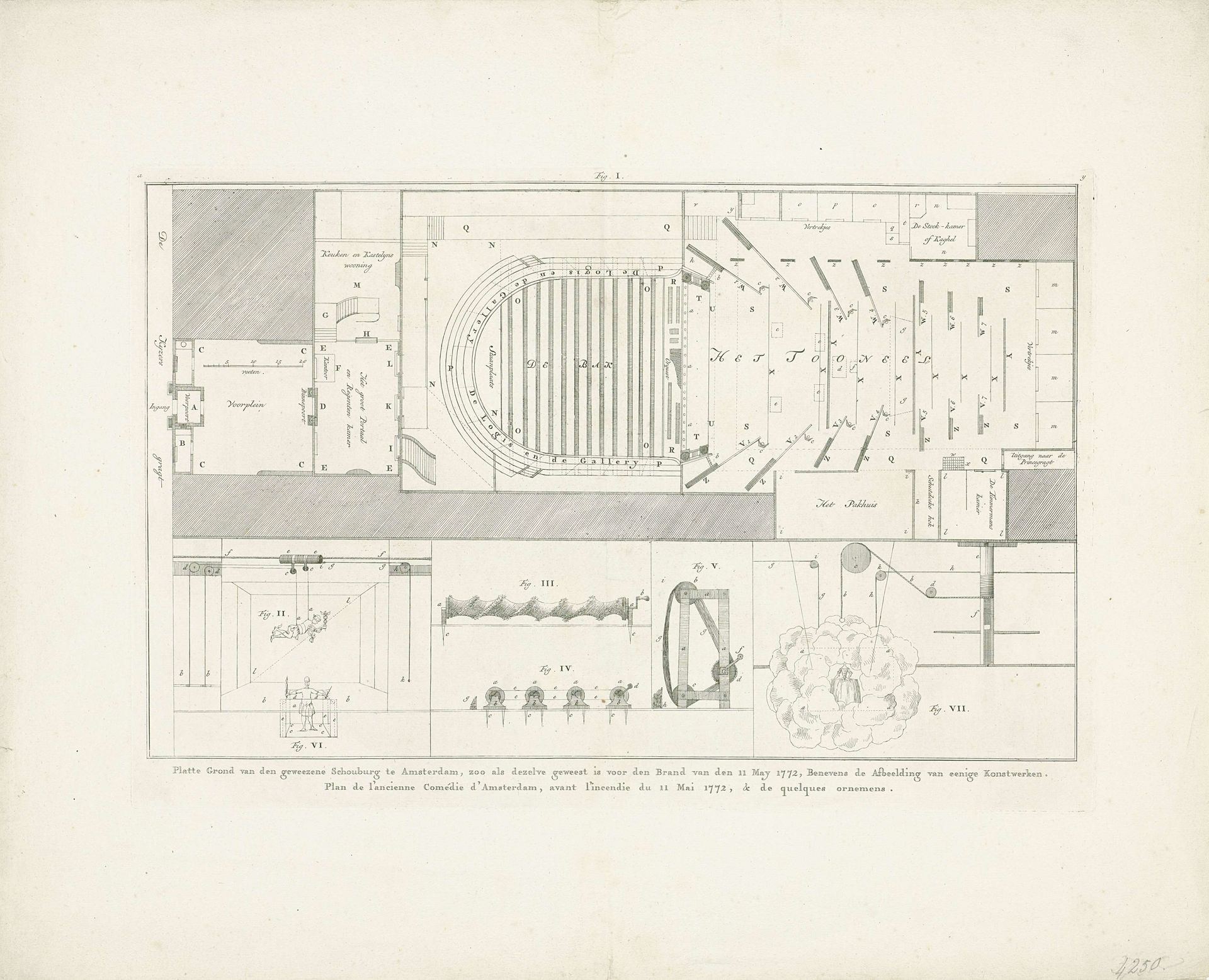 Plattegrond van de Amsterdamse Schouwburg, 1772 by Nicolaas van Frankendaal