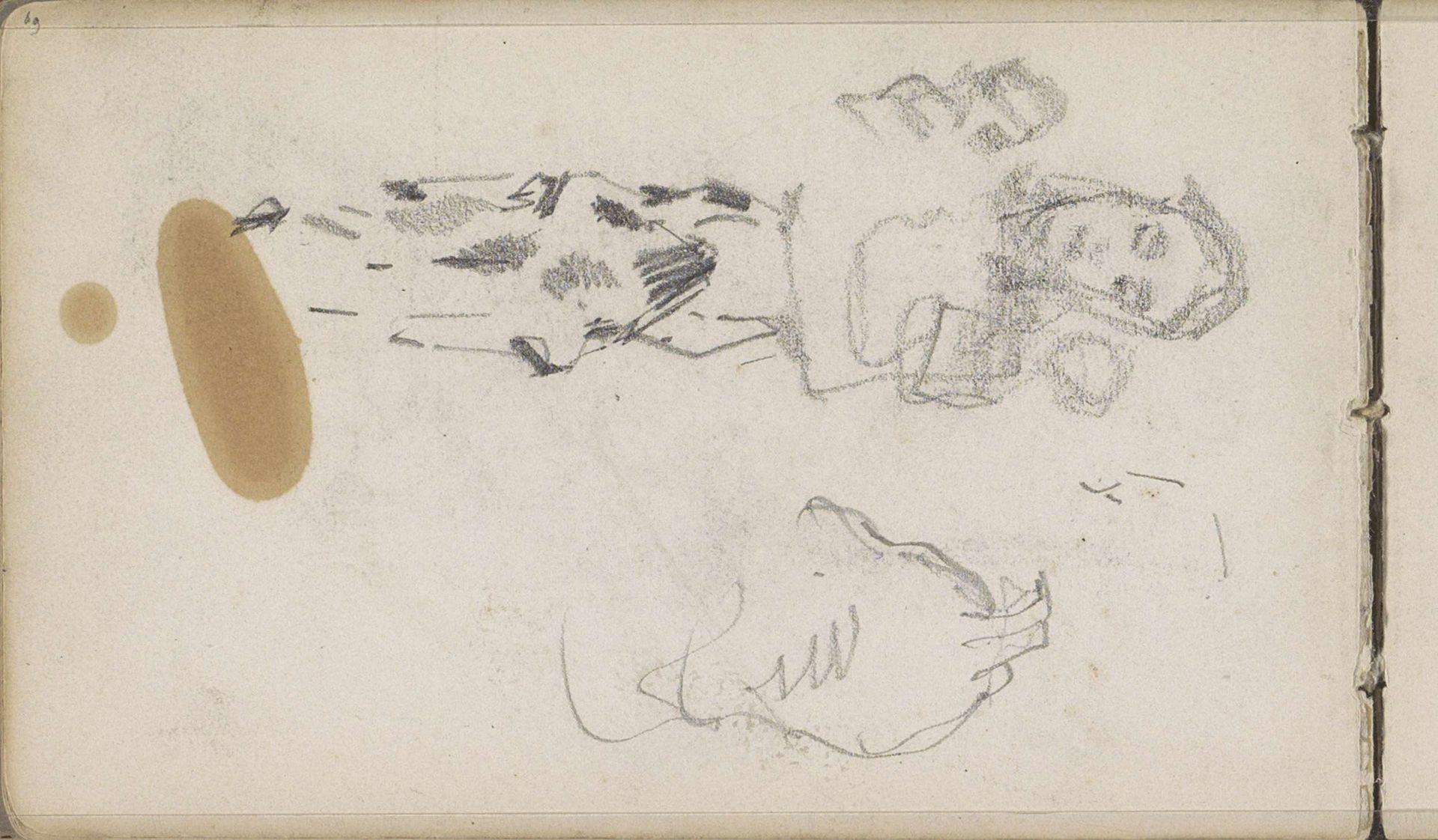 Paardenhoofd en een vrouw met twee kinderen by George Hendrik Breitner