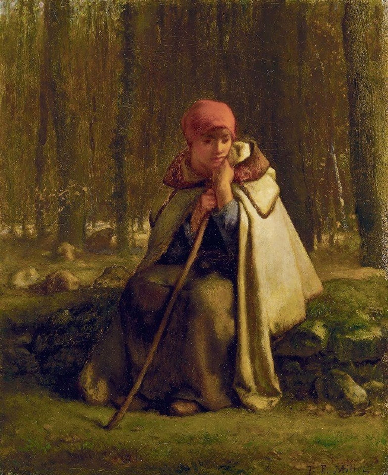 Seated Shepherdess by Jean-François Millet
