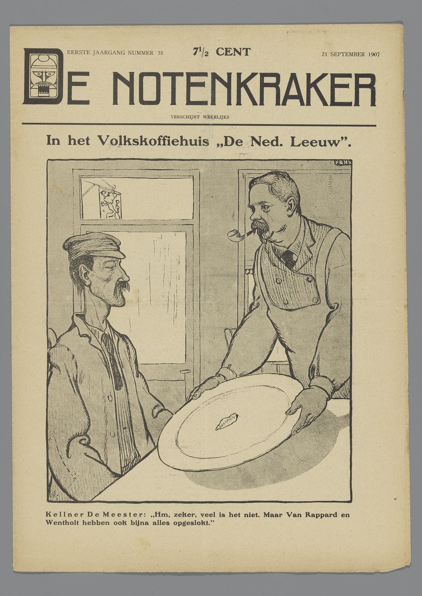 De Notenkraker, 21 september 1907 / In het Volkskoffiehuis "De Ned. Leeuw" by Albert (I) Hahn