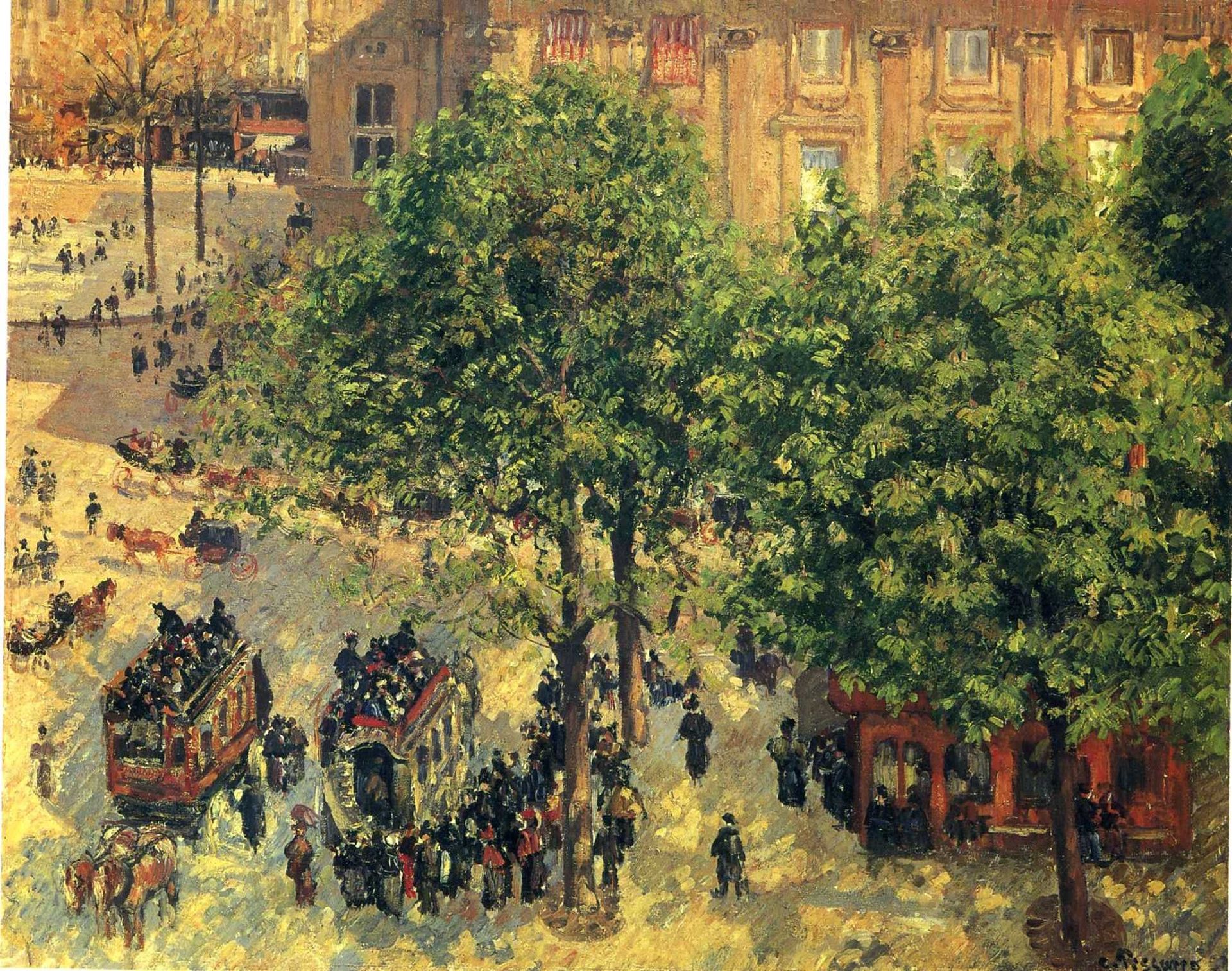 Place du Theatre-Francais, Spring by Camille Pissarro