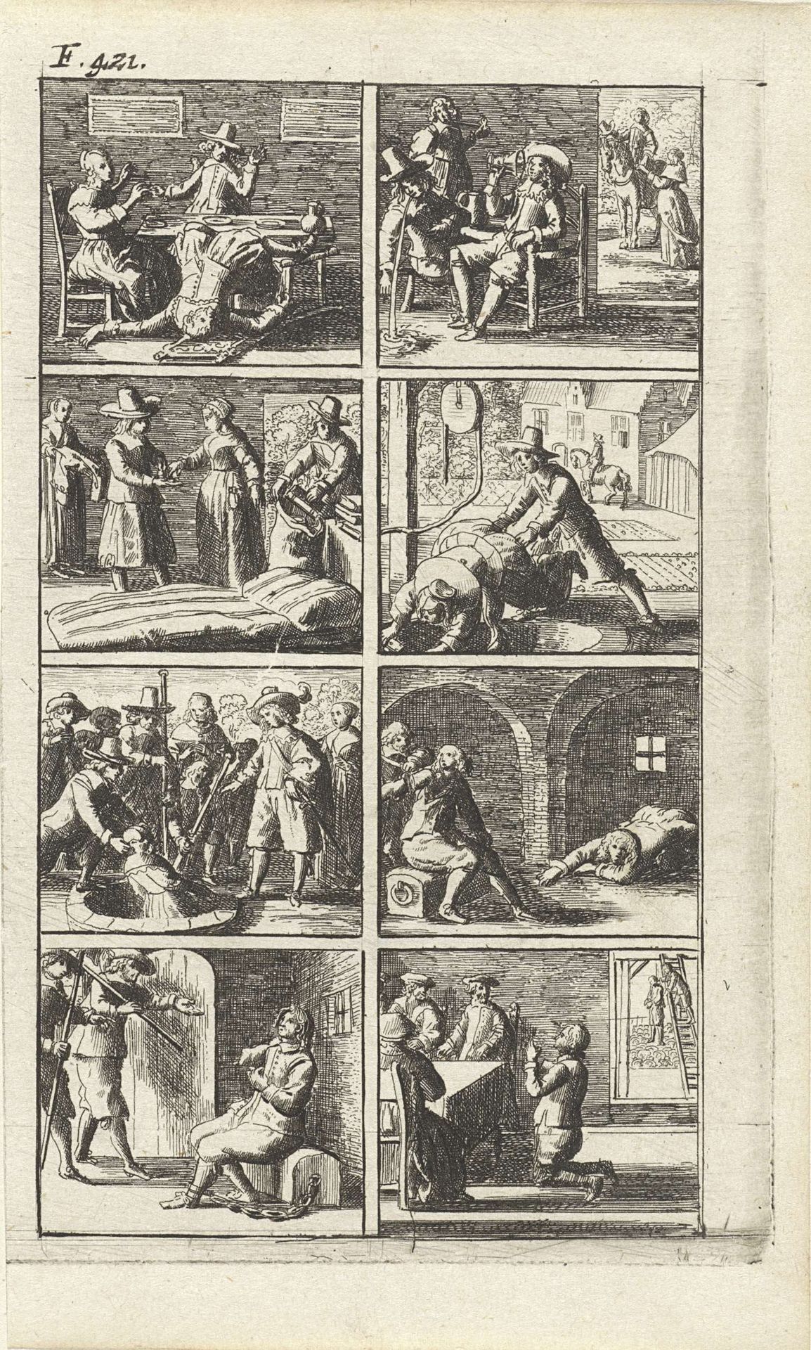 Verhaal met voorstellingen van moord en doodstraf (F. 421.) by Abraham Dircksz. Santvoort