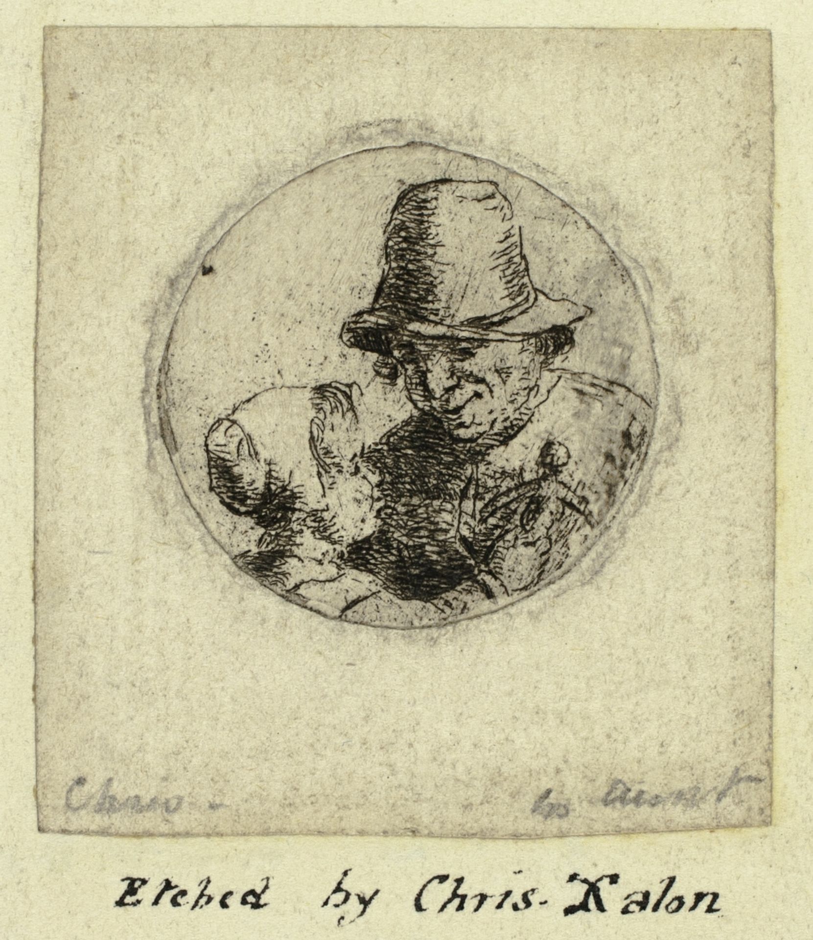 Man with Little Girl (Medallion) by Christina Chalon