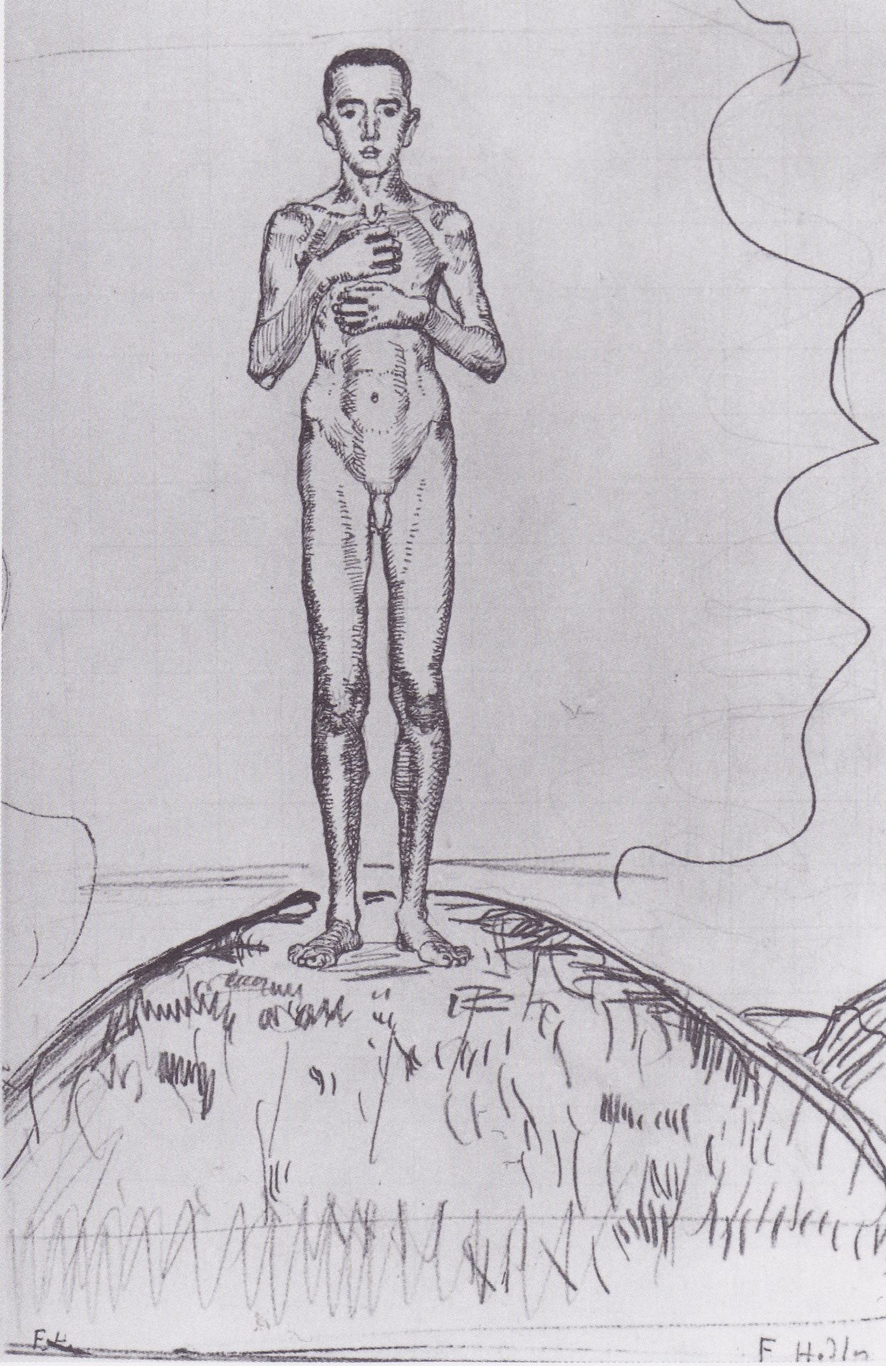 Young Man standing on a hill by Ferdinand Hodler