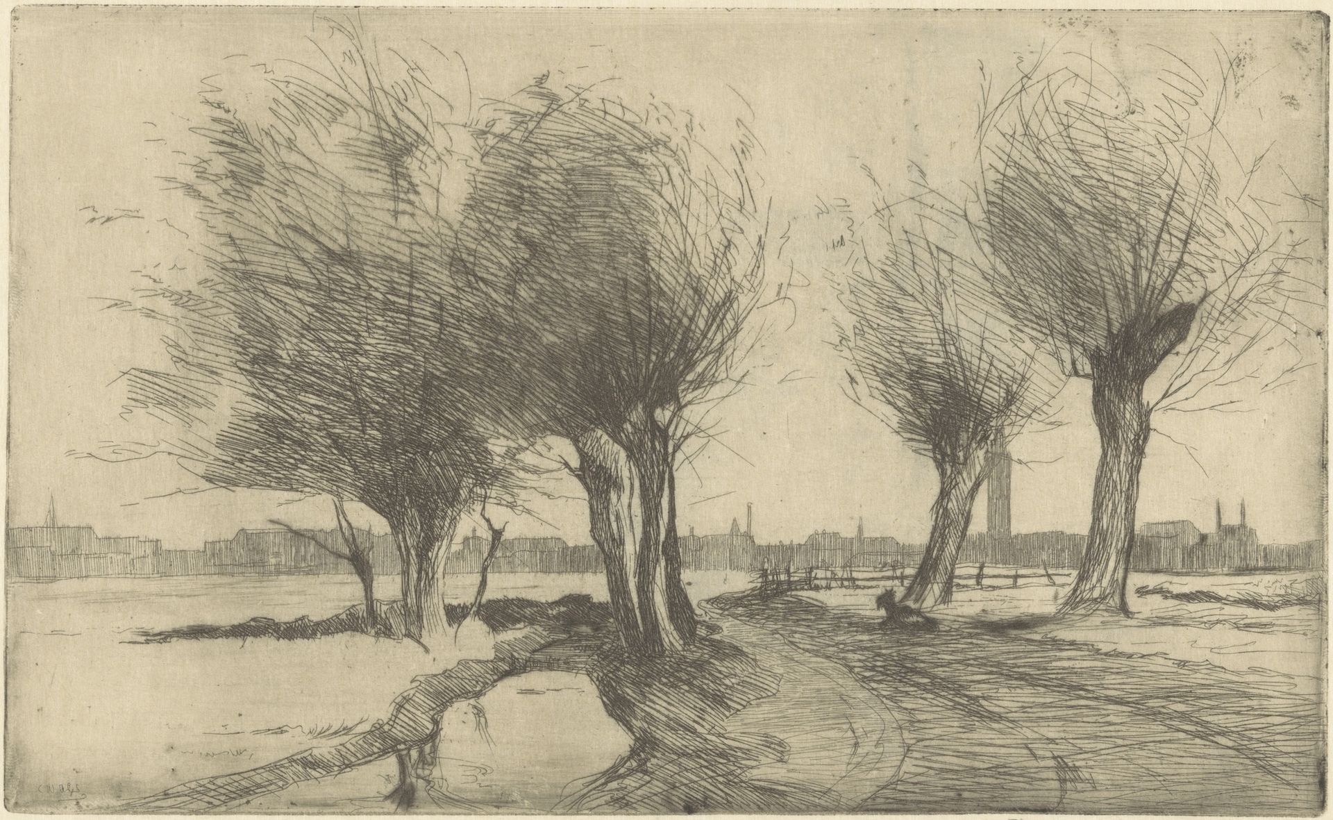Wilgen aan de sloot in de Binckhorst in Den Haag by Willem Adrianus Grondhout