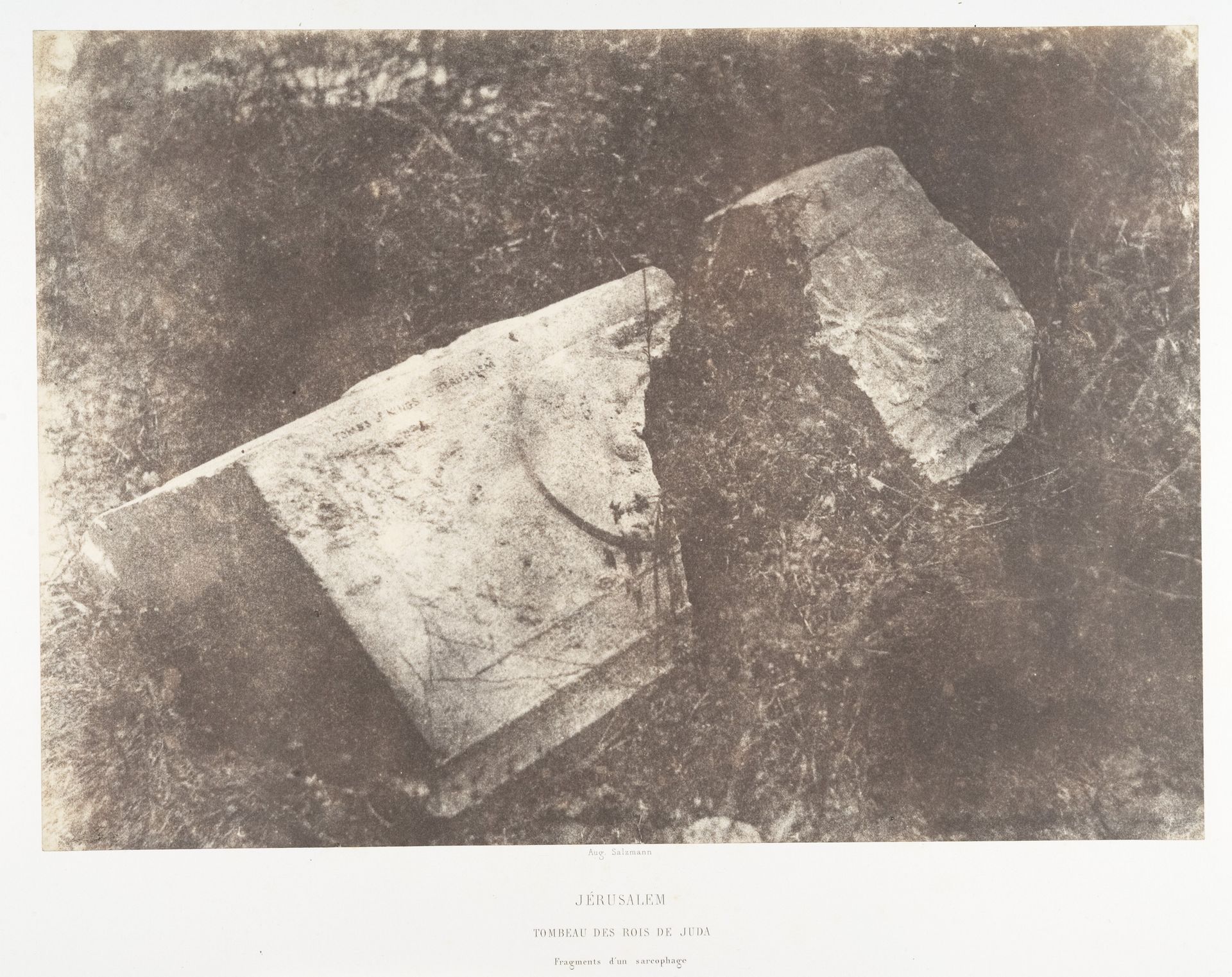 Jérusalem, Tombeau des rois de Juda, Fragments d'un sarcophage by Auguste Salzmann