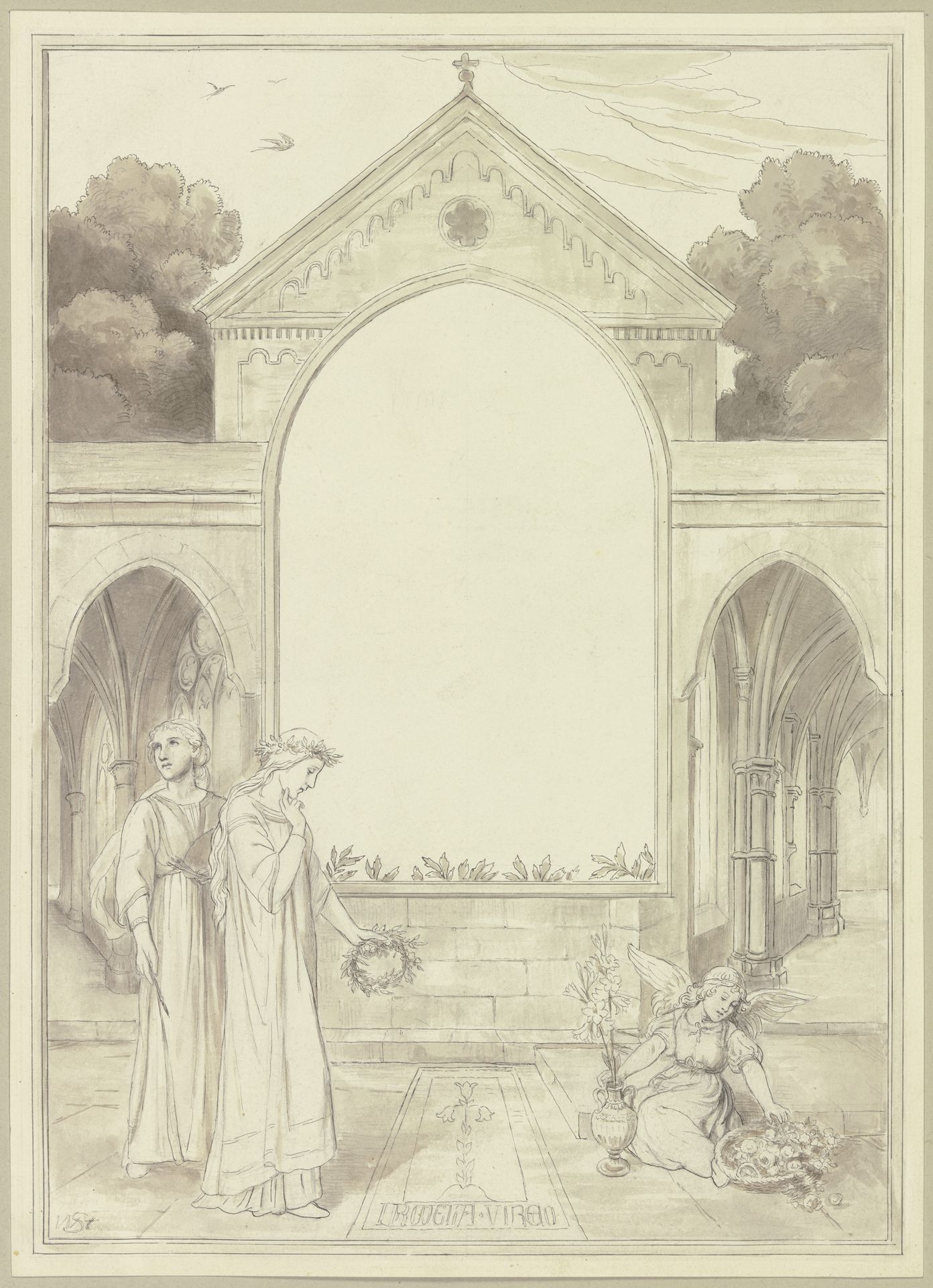 Irmela. Eine Geschichte aus alter ZeitIllustration zu_ Heinrich Steinhausen, „Irmela. Eine Geschichte aus alter Zeit“, Prachtausgabe, Leipzig_ Georg Böhme, [1884], Titelblatt by Wilhelm Steinhausen