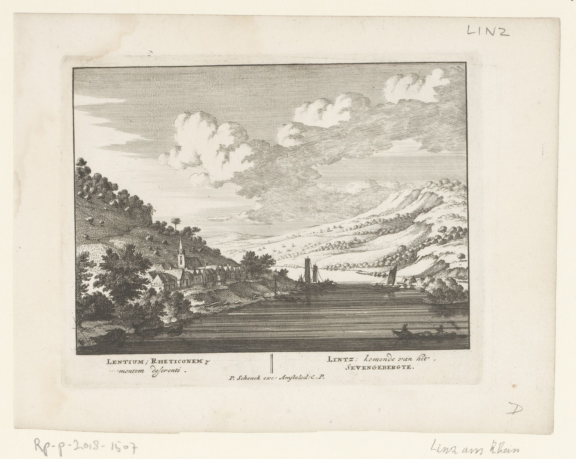 Gezicht op Linz am Rhein by Pieter Schenk