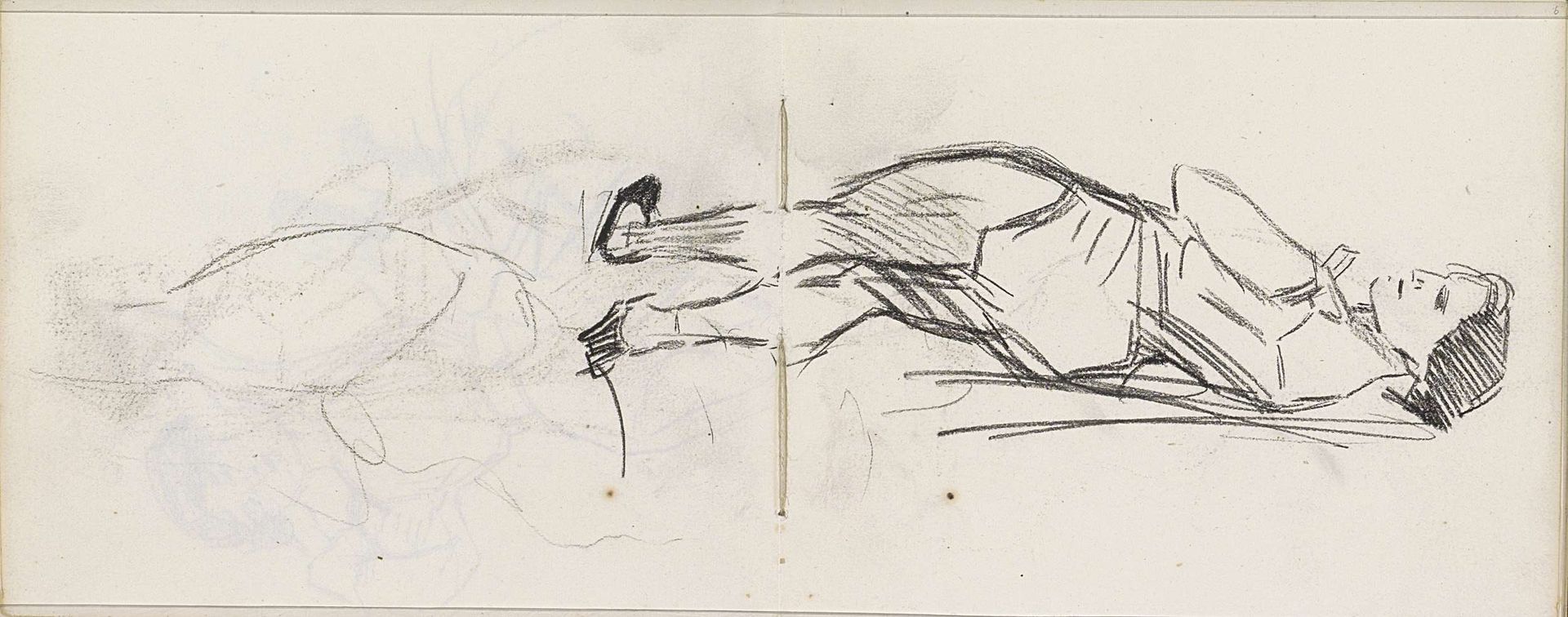 Leunende vrouw, op de rug gezien by Isaac Israels