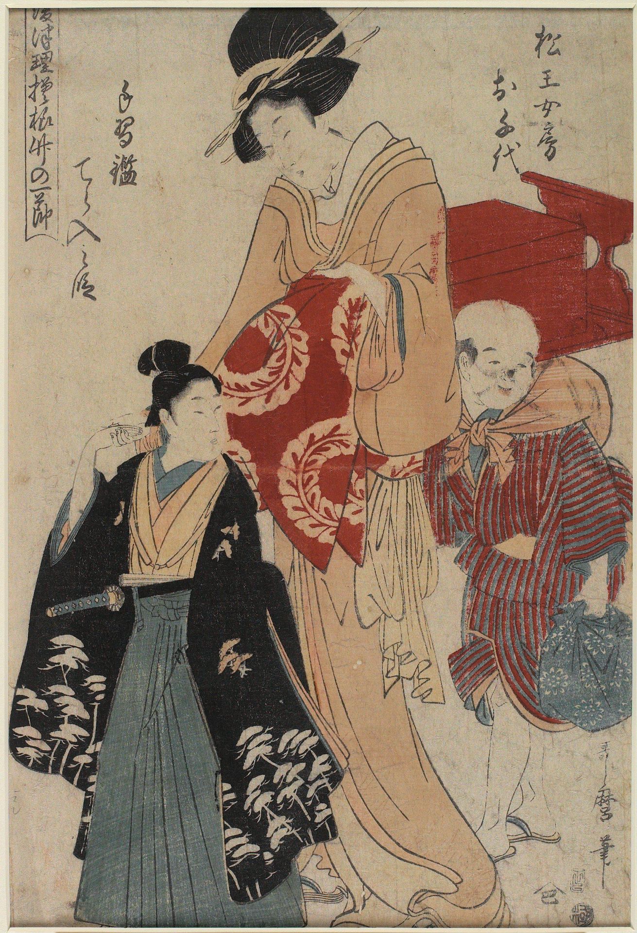 Matsuō's Wife Chiyo from the Play -Tenarai kagami- by Kitagawa Utamaro