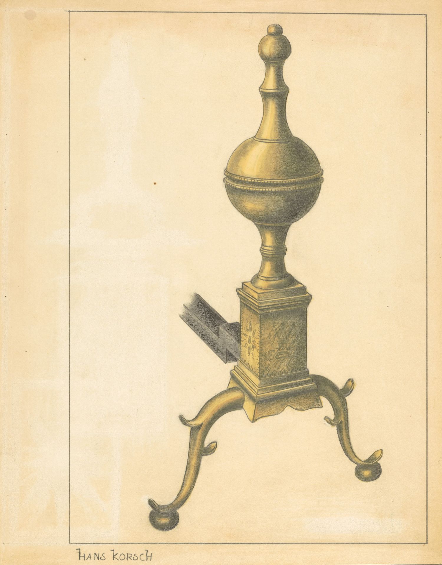 Andiron (one of pair) by Hans Korsch