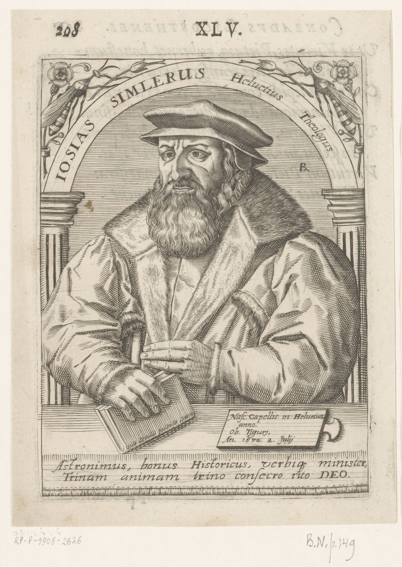 Portret van Josias Simmler by Robert Boissard
