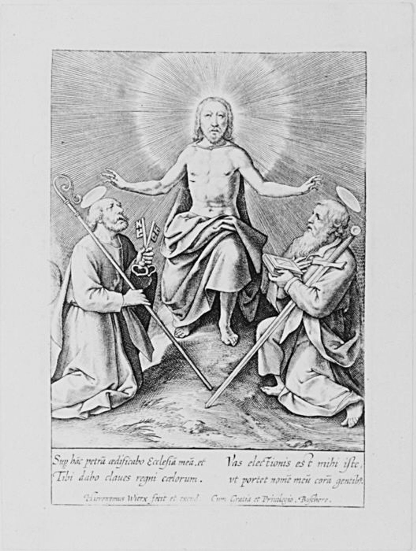 Christ Between Saints Peter and Paul by Hieronymus (Jerome) Wierix