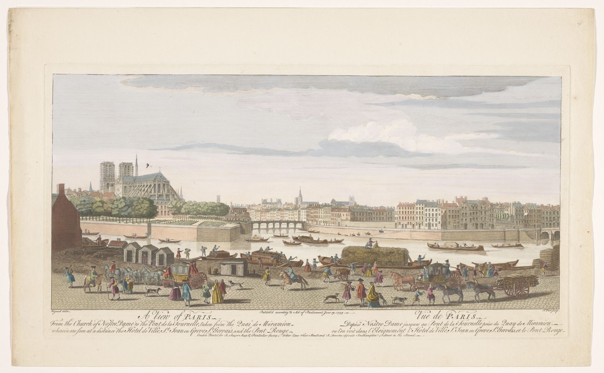 Gezicht op de stad Parijs gezien vanaf de Quai de Miramion by Robert Sayer