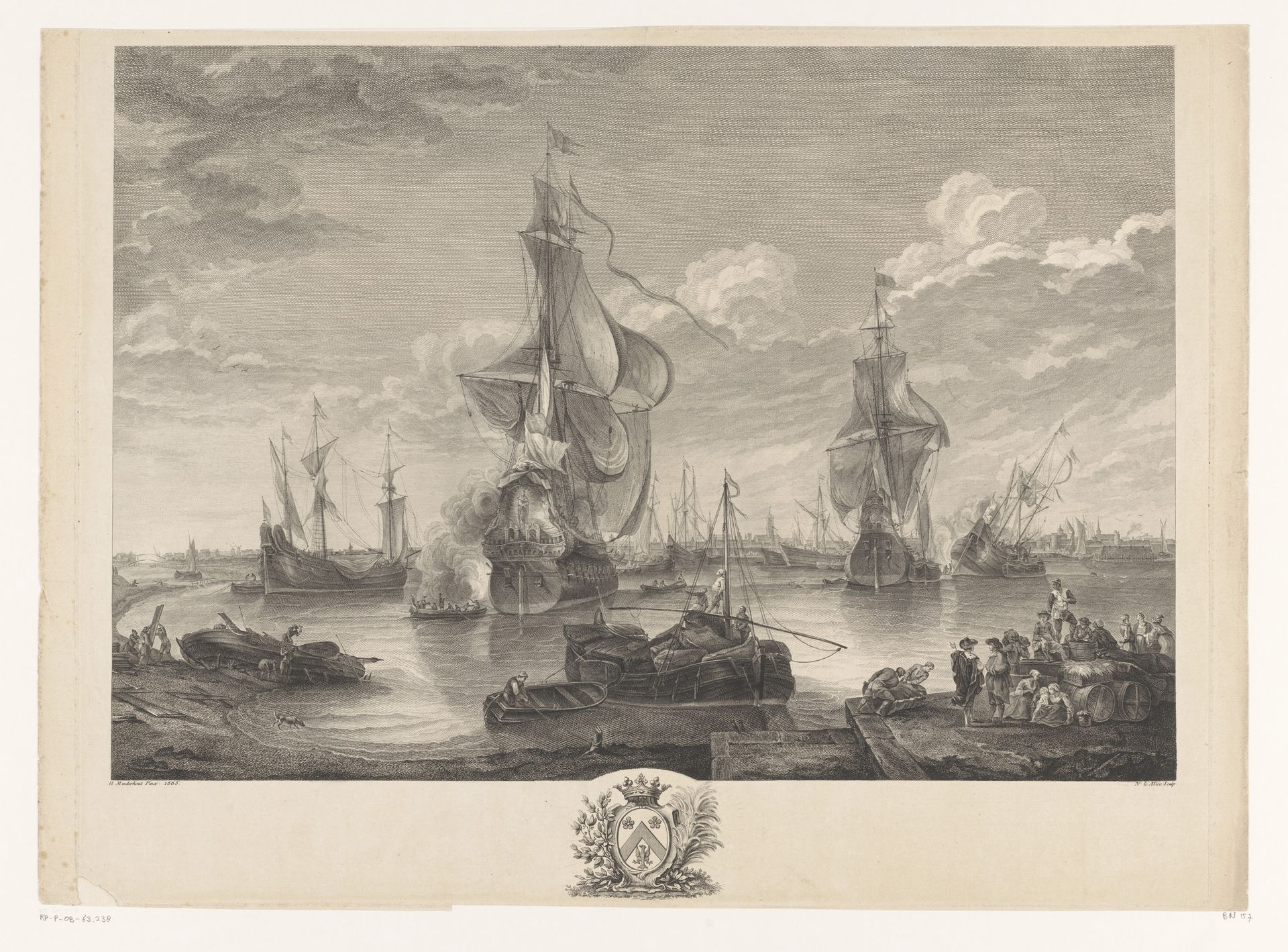 Gezicht op de haven van Brugge by Noël Le Mire